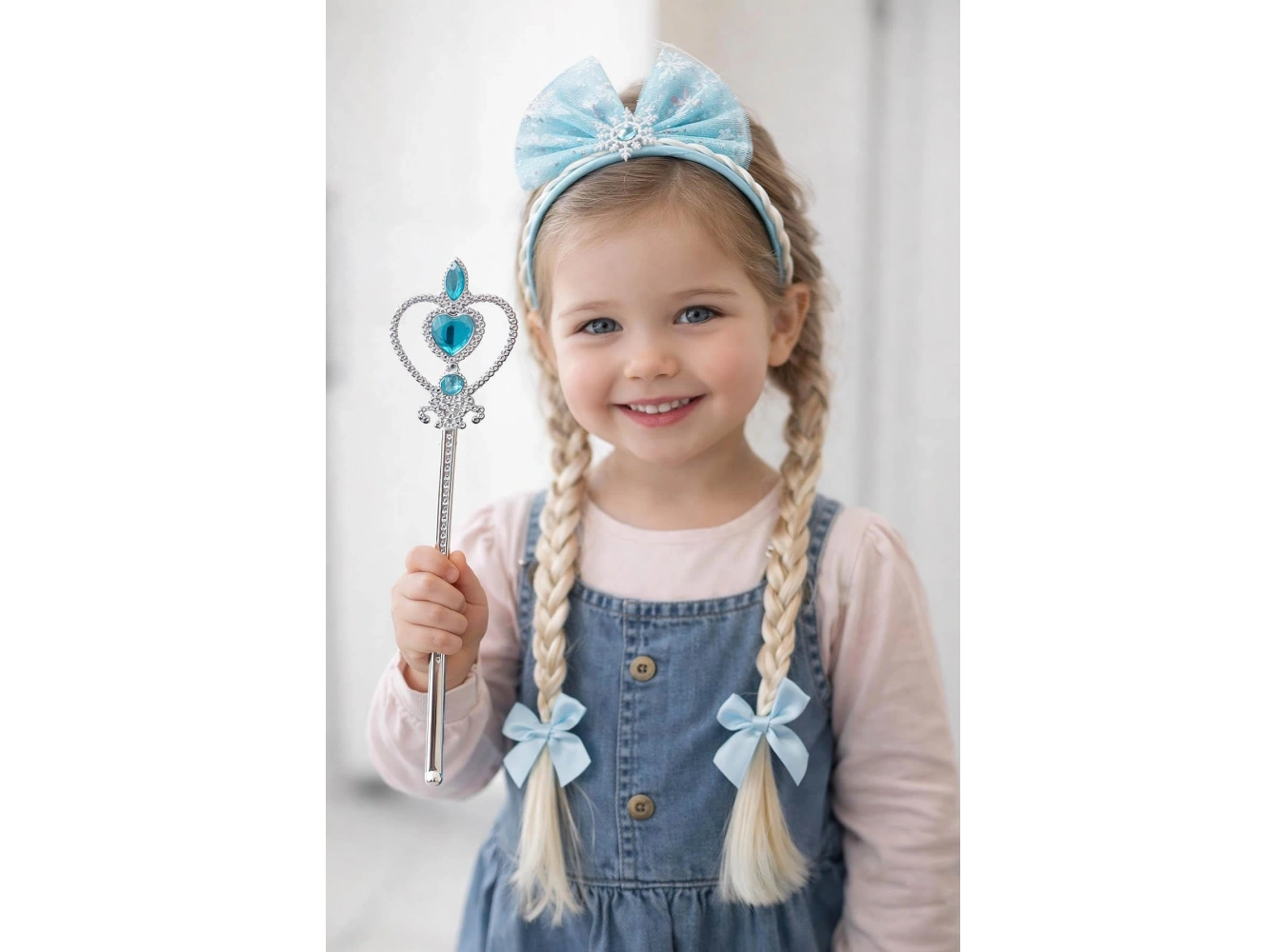 Mavi Renk Örgülü Taç/Asa Set