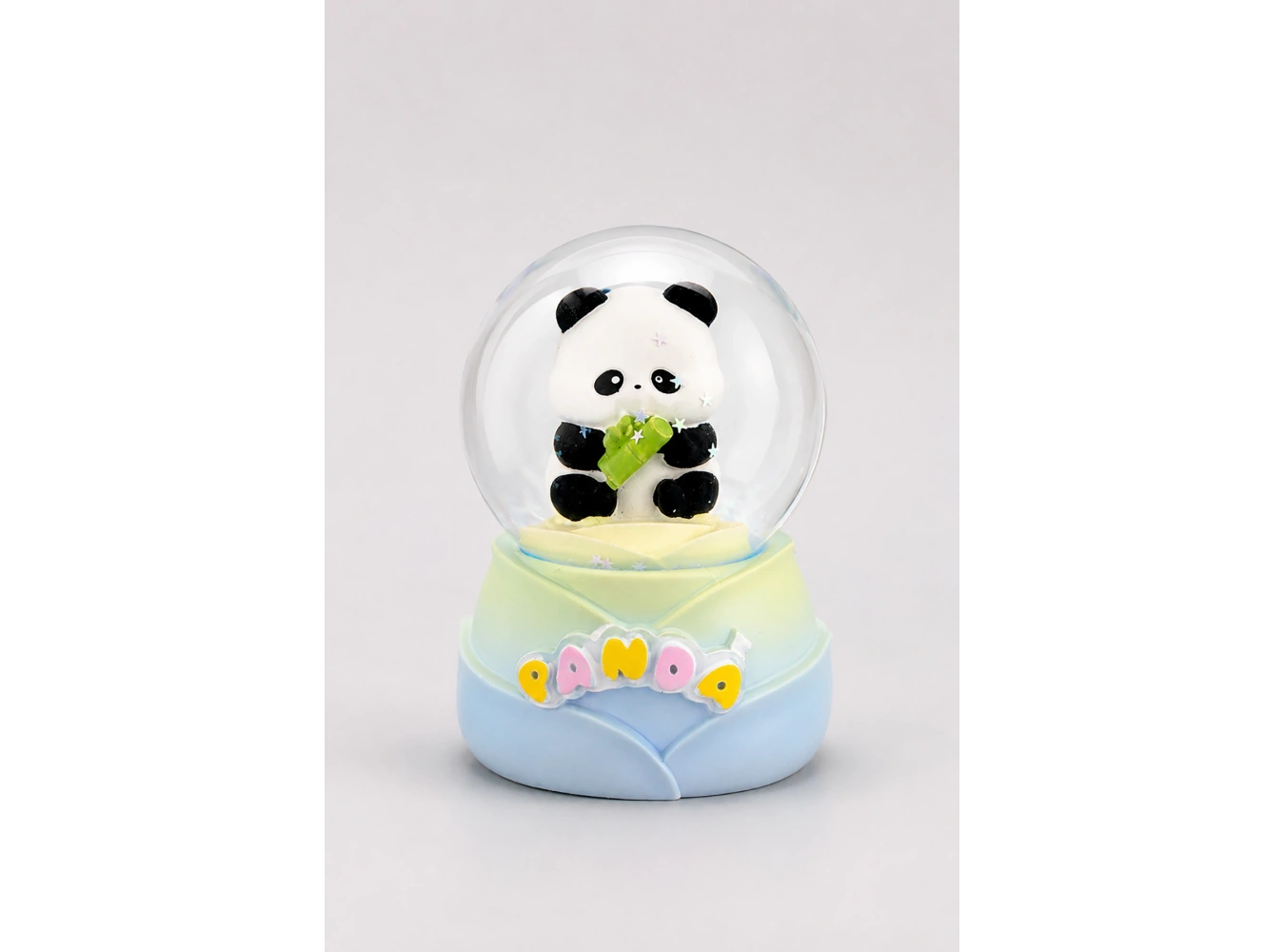 Mavi Renk Panda Figürlü Işıklı Küçük  Kar Küresi