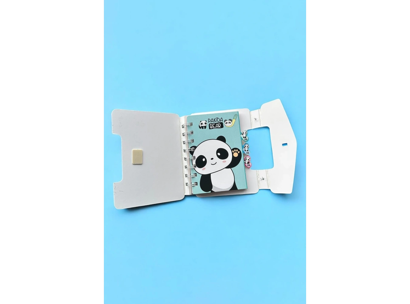 Mavi Renk Panda Figürlü Kilit Detaylı Not Defteri