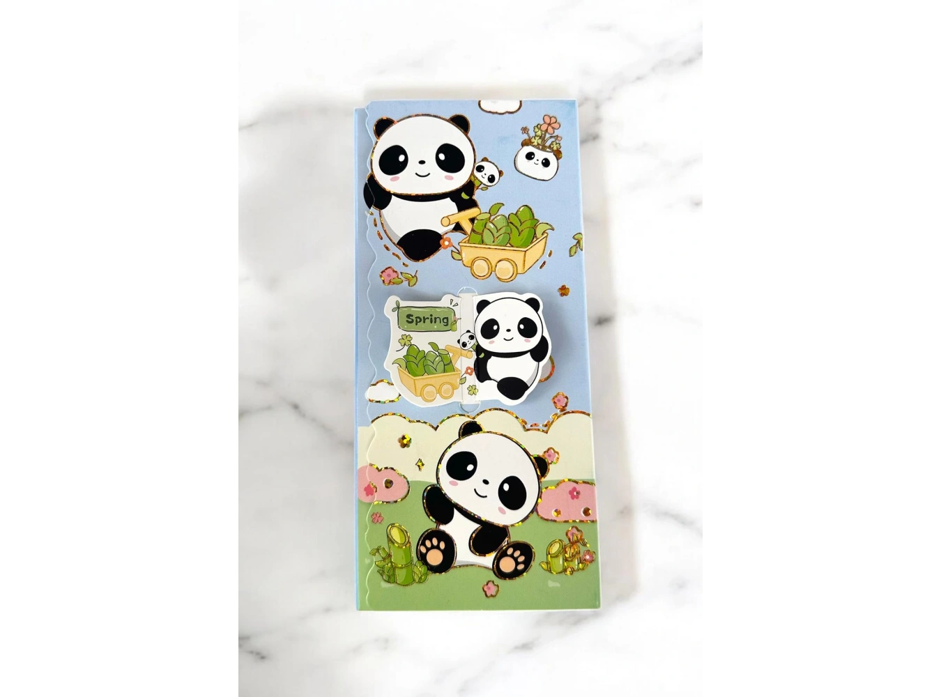 Mavi Renk Panda Figürlü Yapışkanlı Not Kağıdı