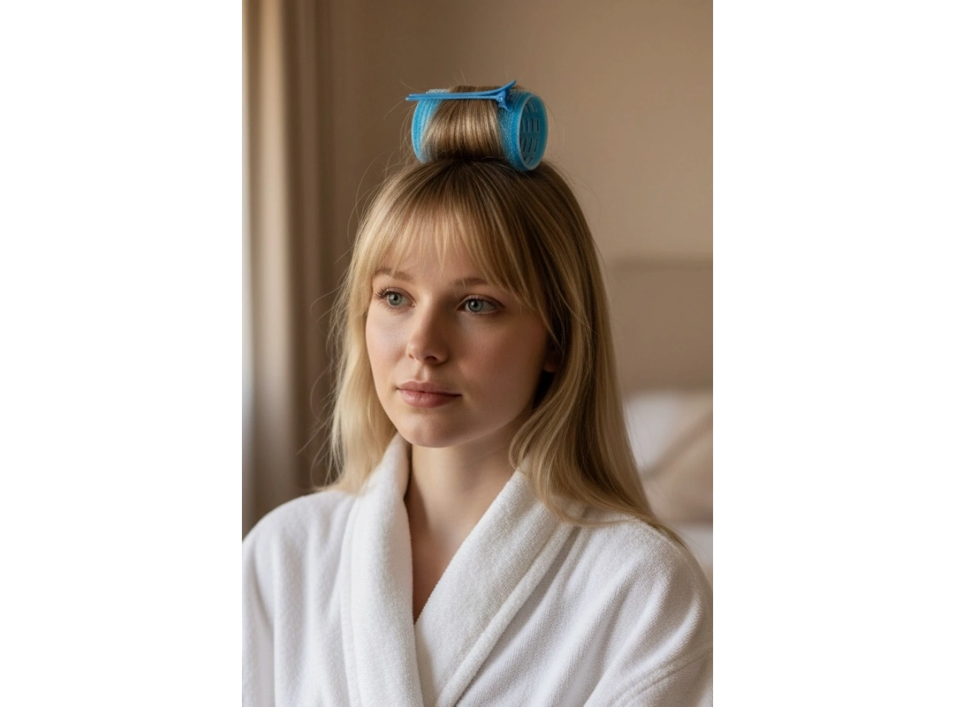 Mavi Renk Pens Ve Cırtlı/ Yapışkanlı Saç Bigudisi /Orta Boy