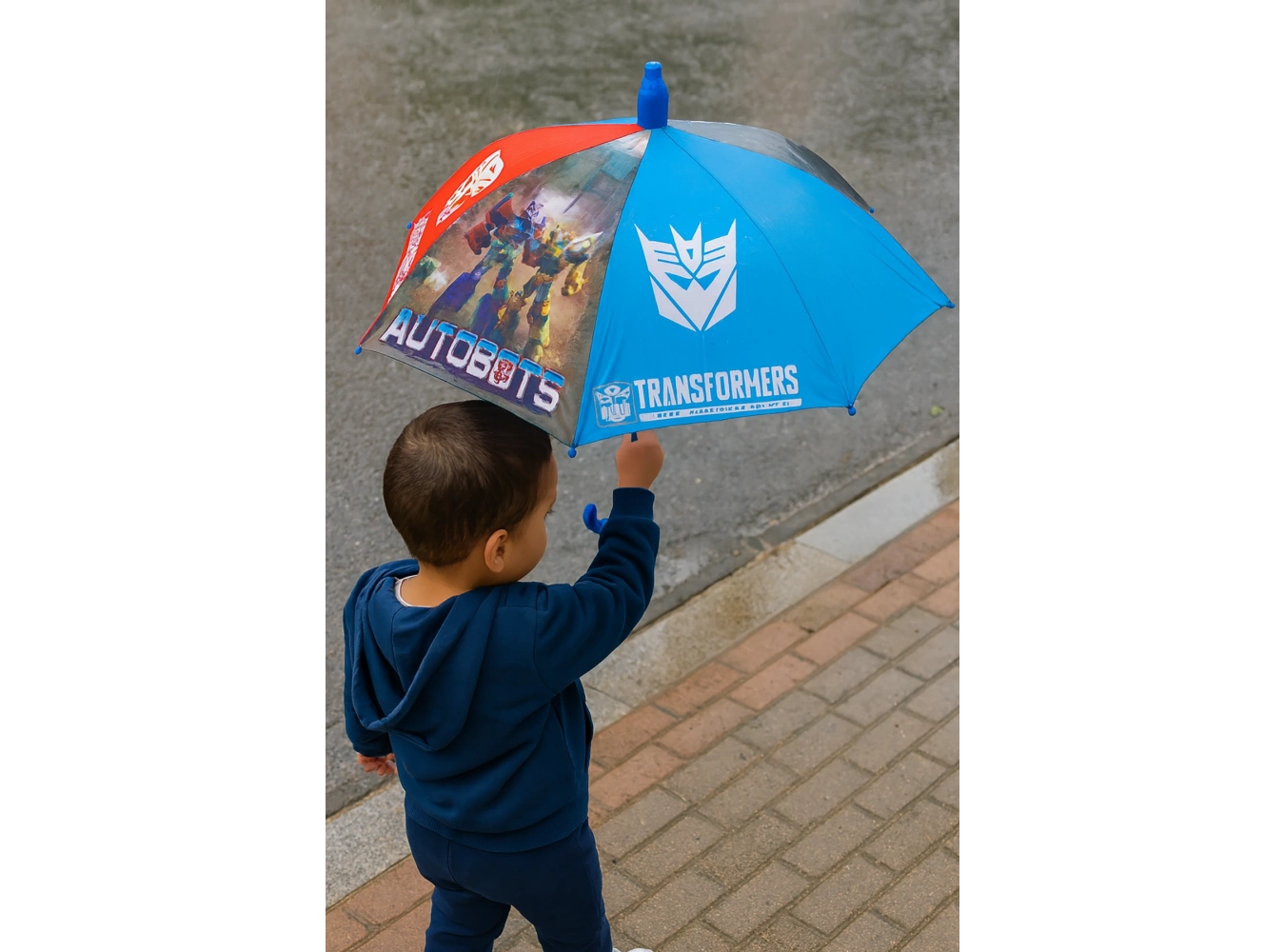 Mavi Renk Robot Figürlü Kılıflı Çocuk Şemsiye