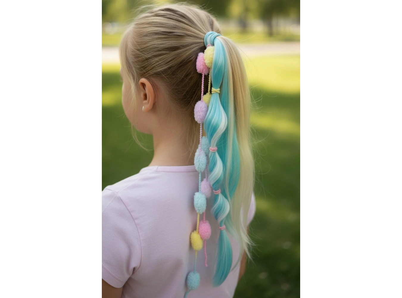 Mavi Renk Saç Detaylı Lastik Toka