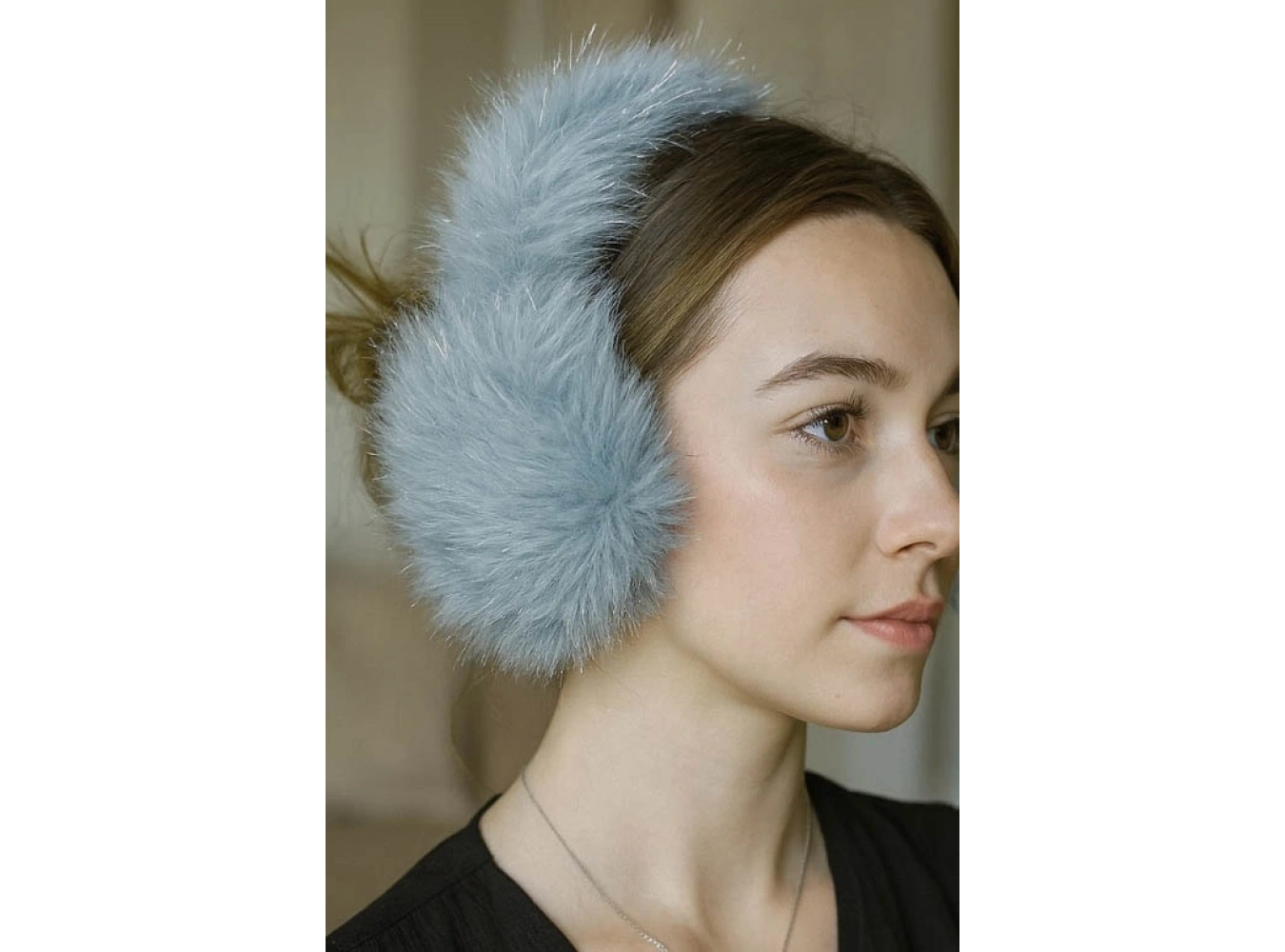 Mavi Renk Simli Peluş Kulaklık