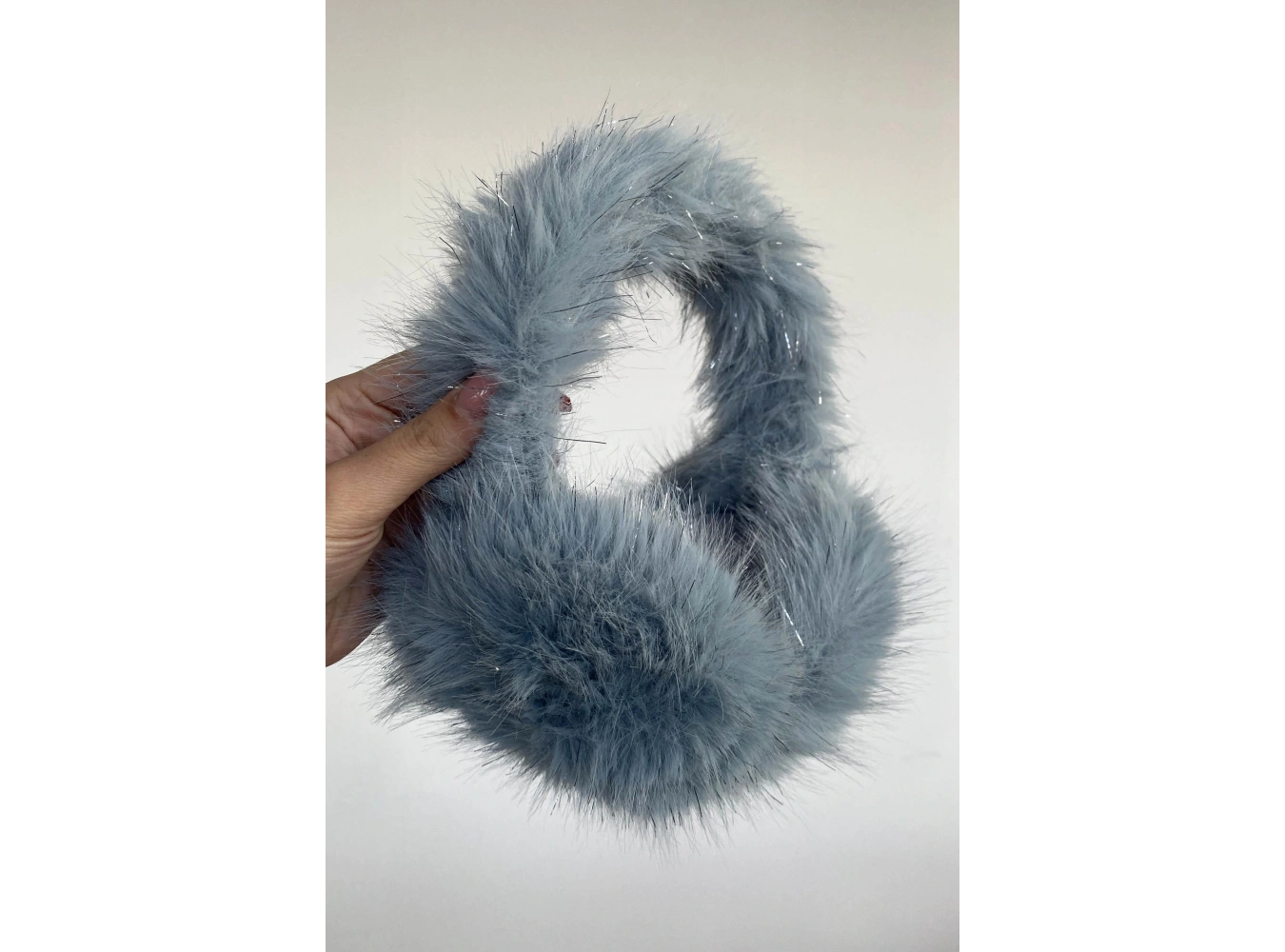 Mavi Renk Simli Peluş Kulaklık