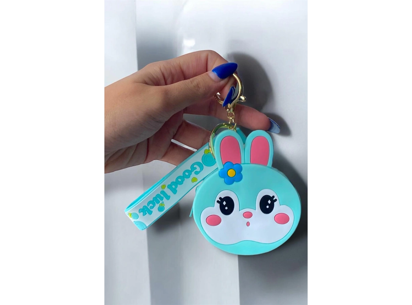Mavi Renk Tavşan Figürlü Anahtarlık/ Cüzdan
