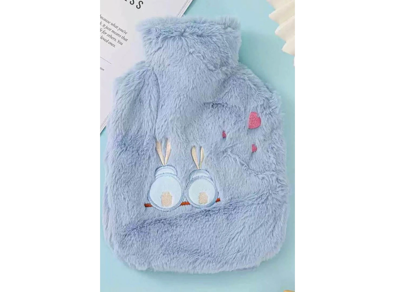 Mavi Renk Tavşan Figürlü Peluş Sıcak Su Torbası