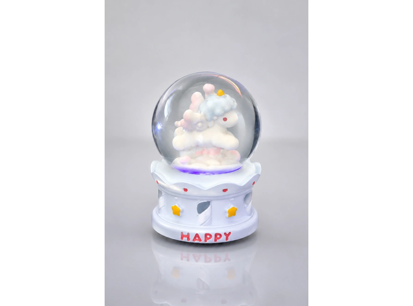 Mavi Renk Unicorn Figürlü Işıklı Küçük  Kar Küresi