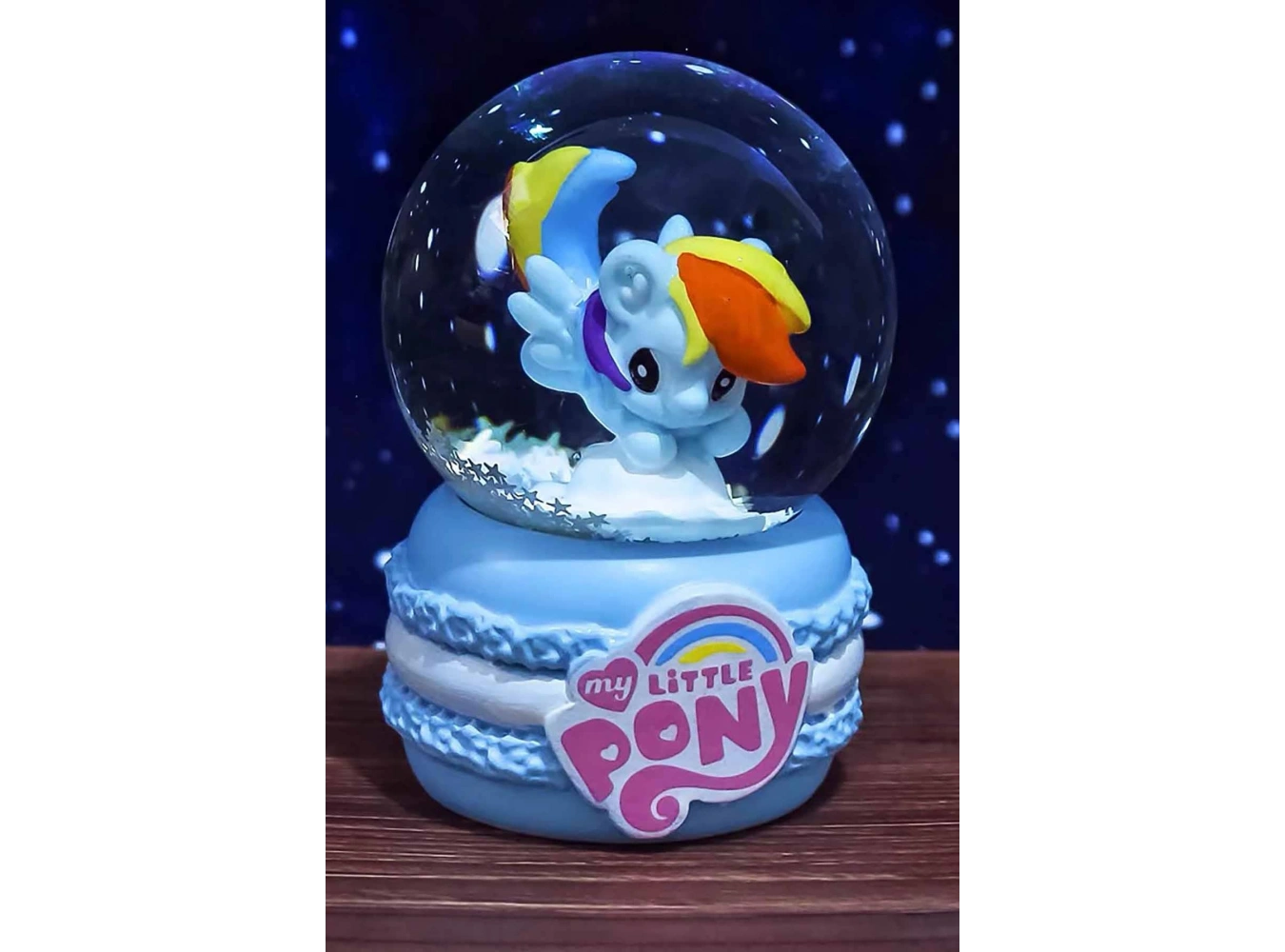 Mavi Renk Unicorn Figürlü Küçük Boy Işıklı Kar Küresi