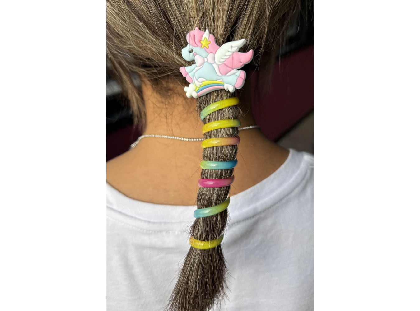 Mavi Renk Unicorn Figürlü Yaylı Spiral Toka