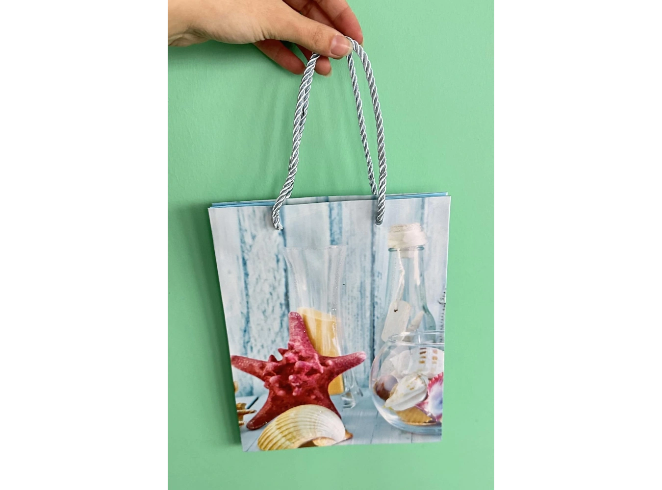 Mavi Renk Yıldız Figürlü Karton Çanta