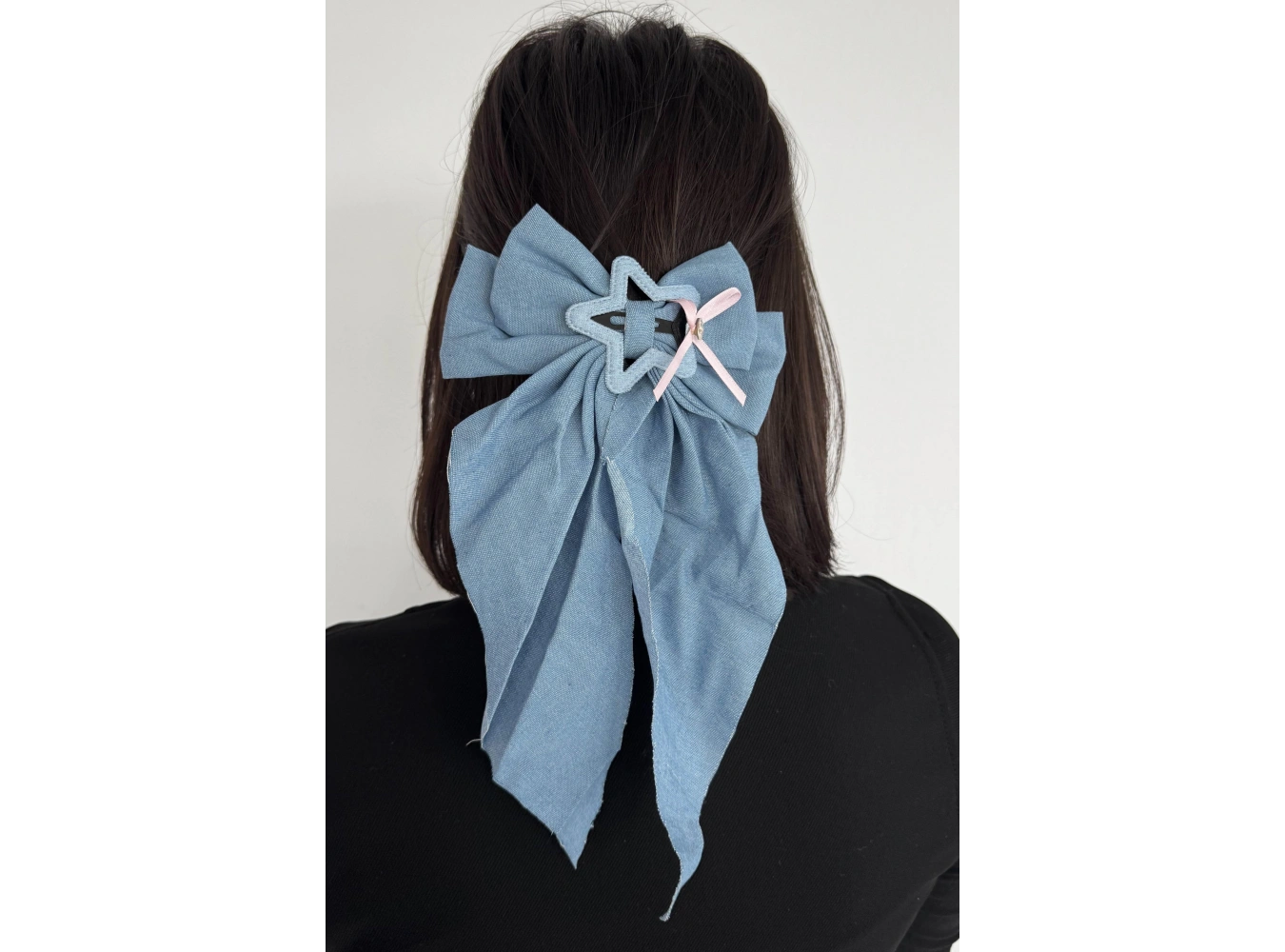 Mavi Renk Yıldız Figürlü Kurdele Otomat Toka