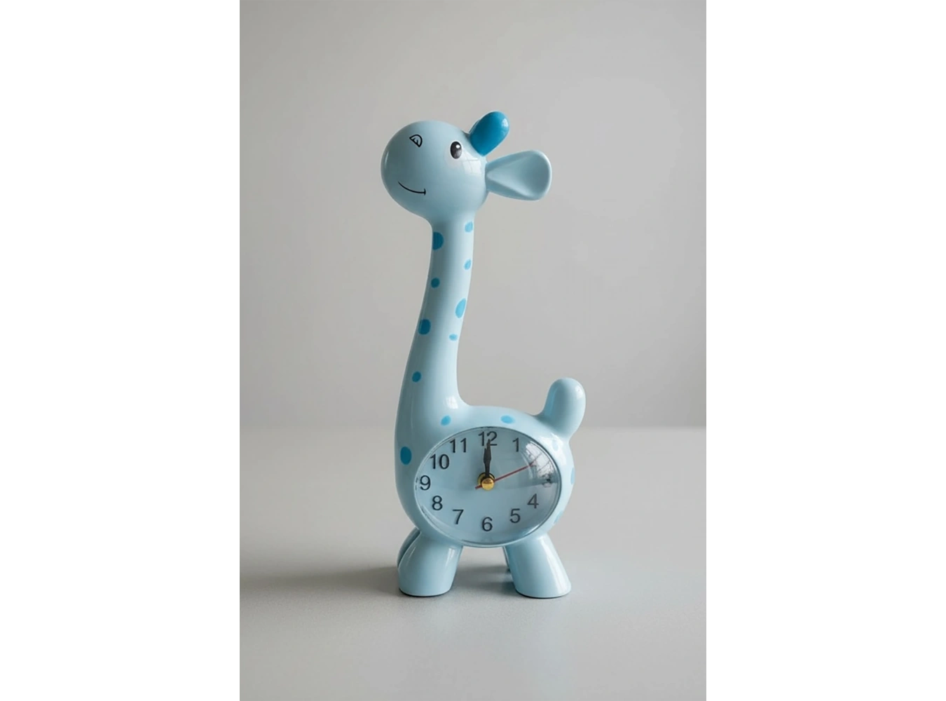 Mavi Renk Zürafa Figürlü Dekoratif Alarmlı Masa Saati