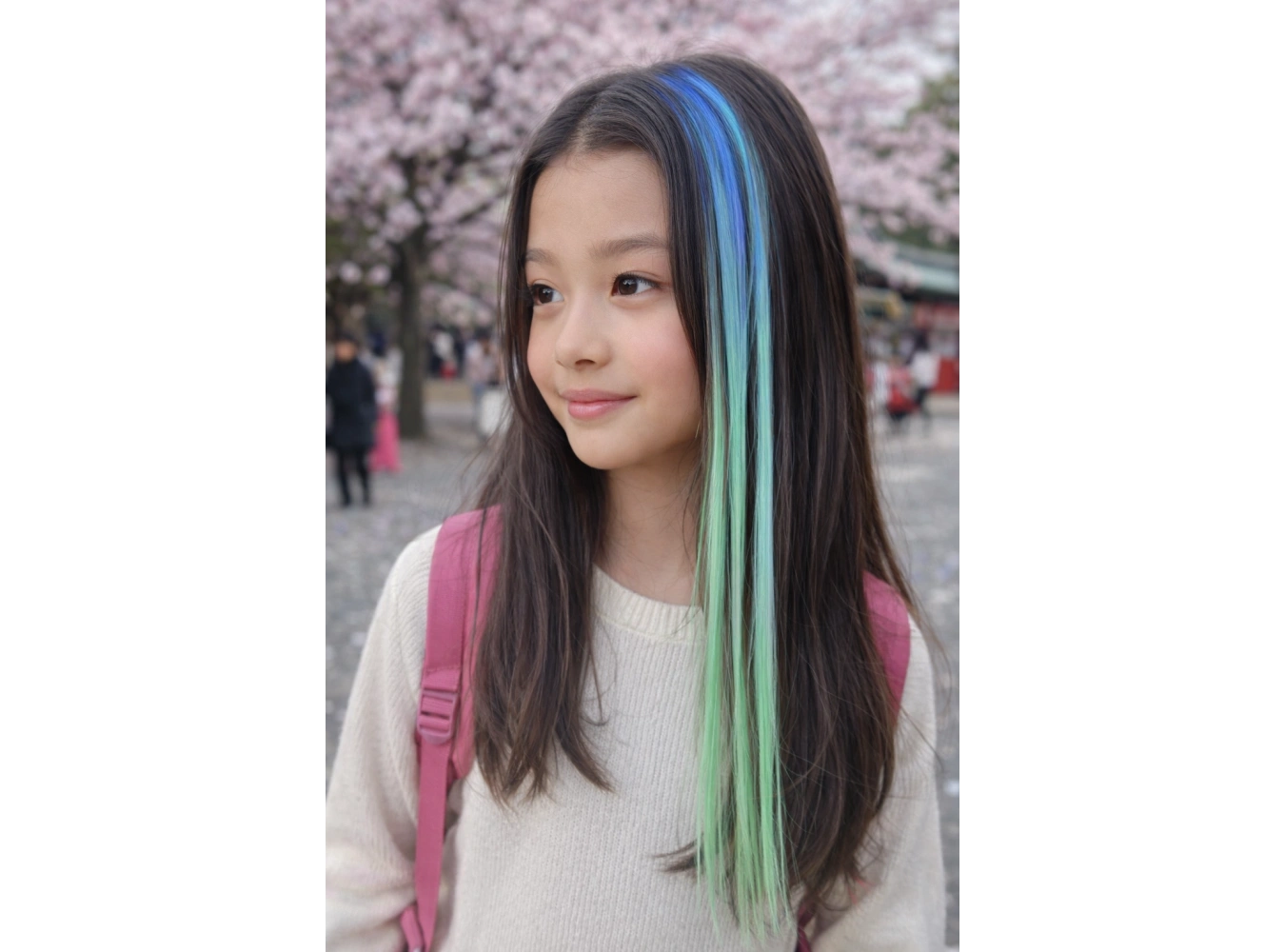 Mavi - Turkuaz - Su Yeşili Ombre Çıt Çıt Yan Postiş/ 50 Cm