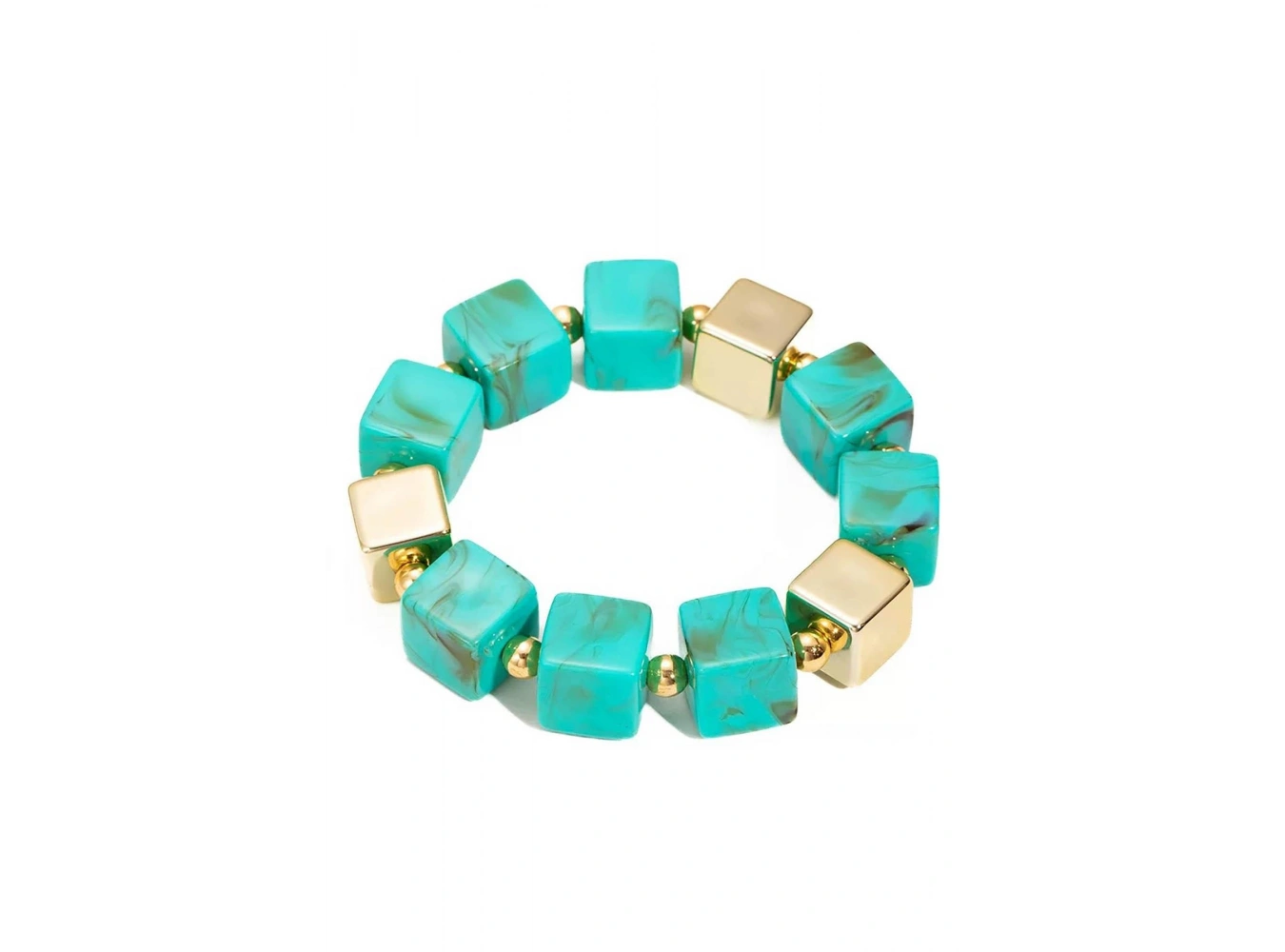 Mavi Ve Altın Renk Boncuk Detaylı Bileklik