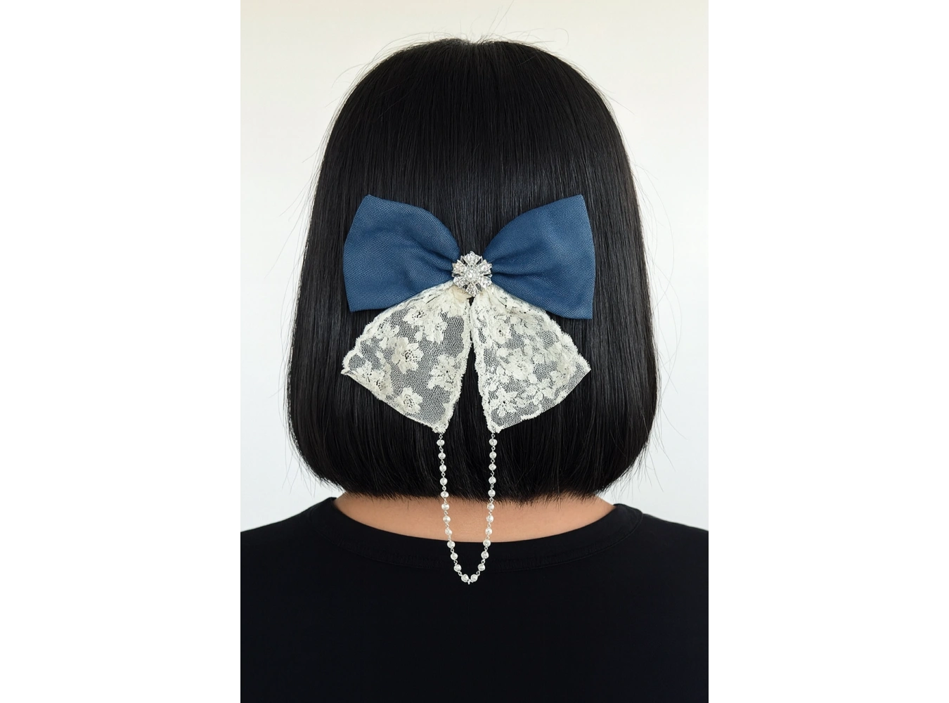 Mavi Ve Beyaz Renk Kurdele Figürlü Otomat Toka