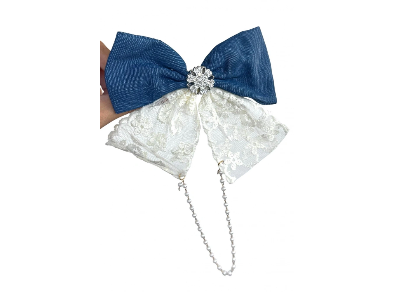 Mavi Ve Beyaz Renk Kurdele Figürlü Otomat Toka