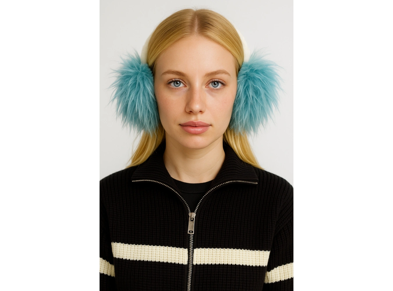 Mavi Ve Beyaz Renk Peluş Kulaklık