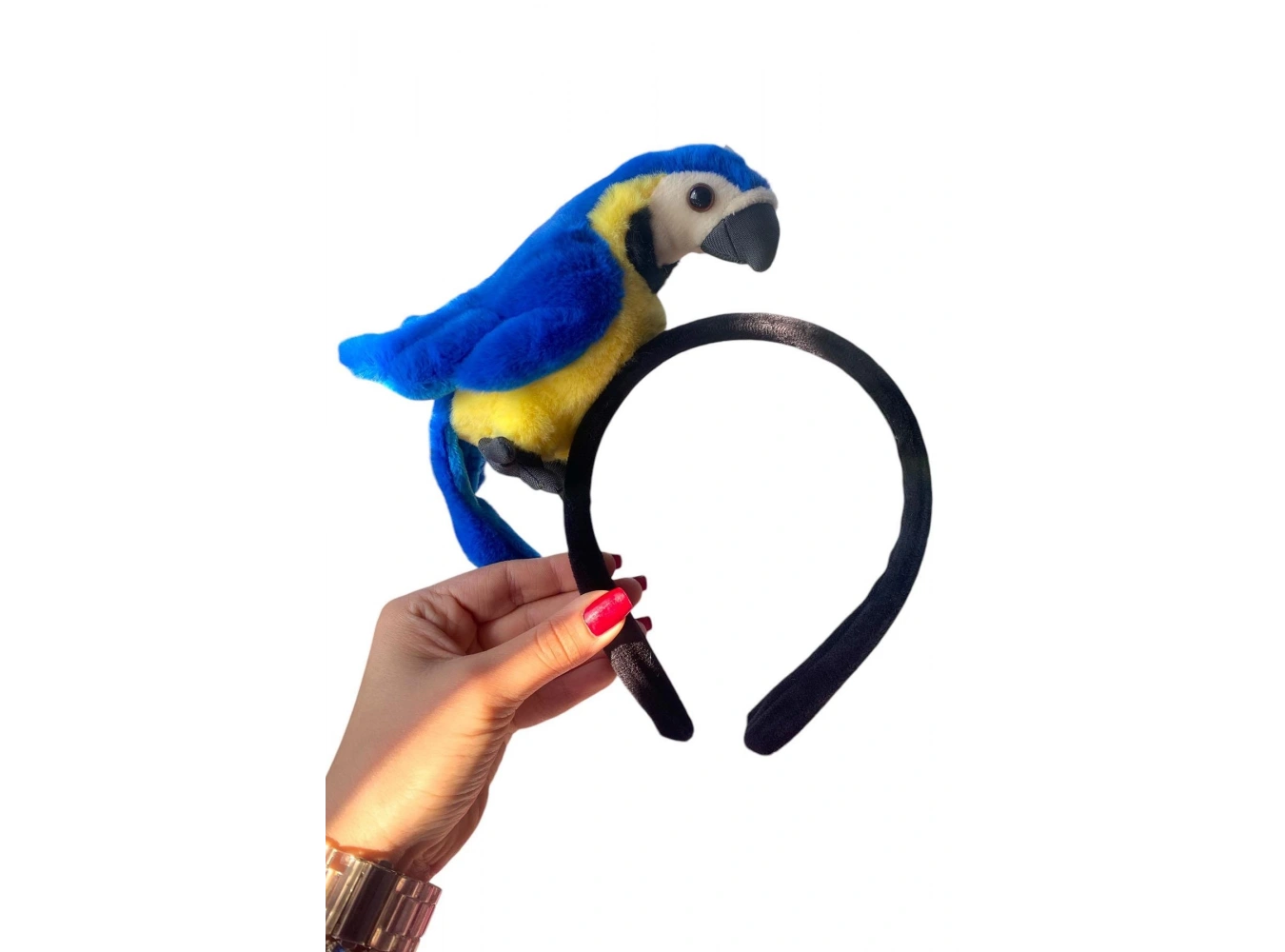 Mavi Ve Sarı Renk Papağan Figürlü Taç