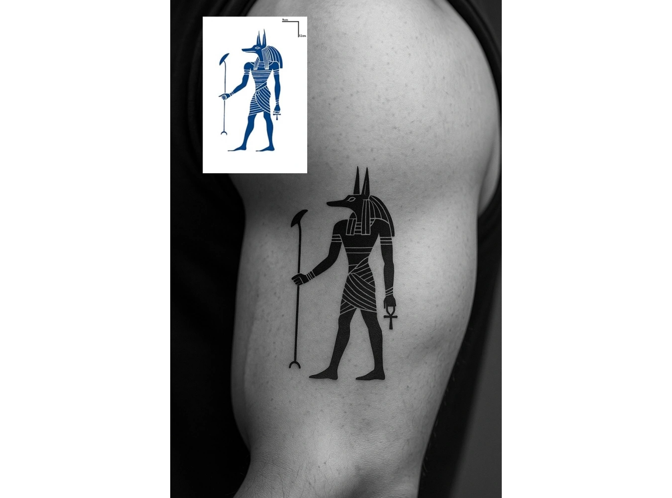Mısır Anubis Figürlü 12 Saat Sonra Kararan Geçici Dövme Tattoo