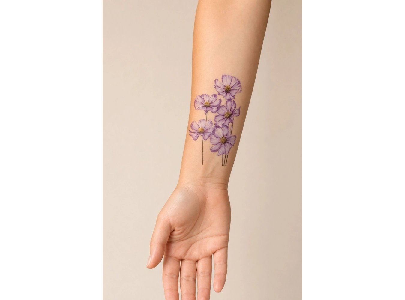 Mor Çiçek Mini Geçici Dövme Tattoo