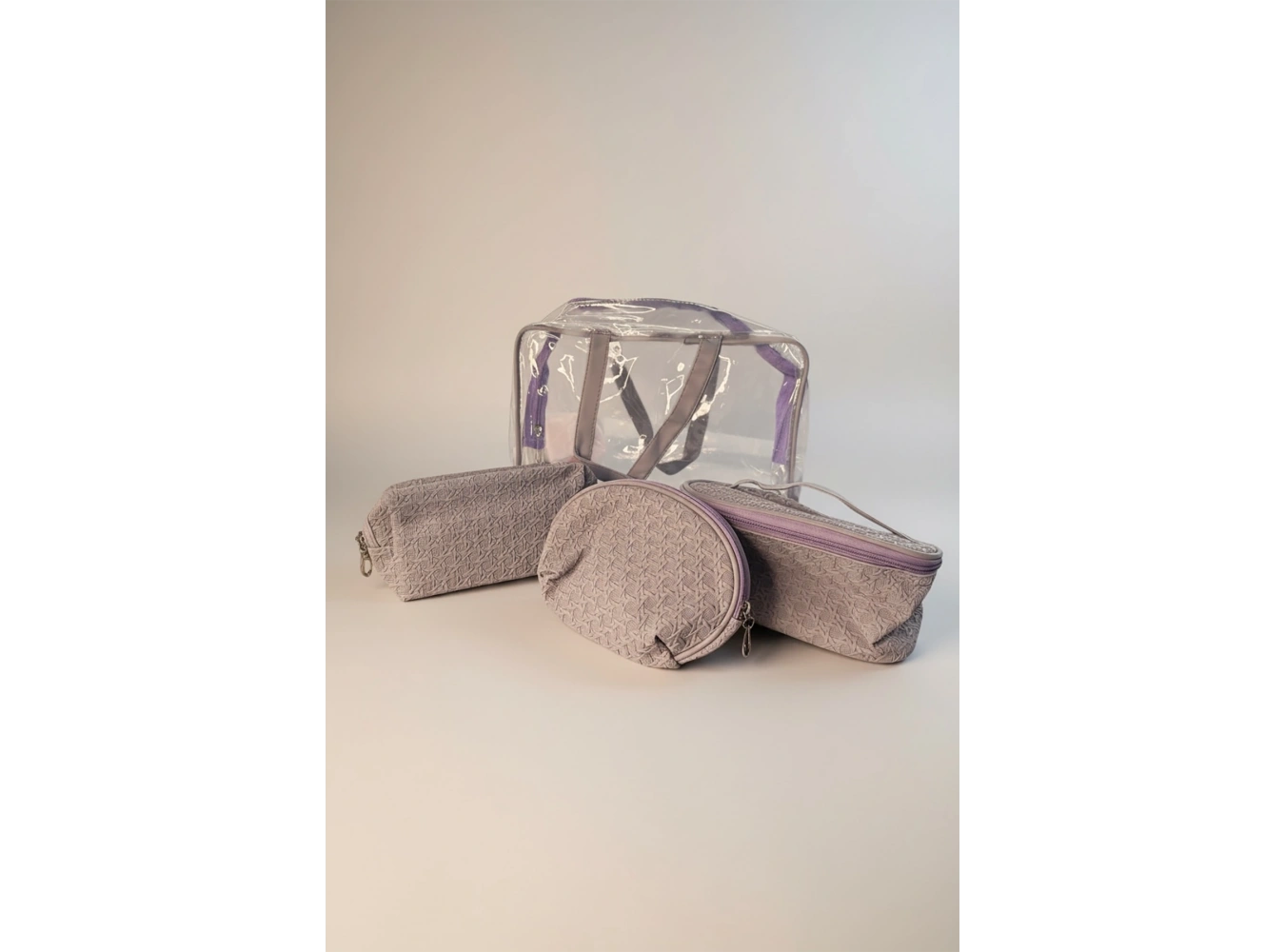 Mor Renk 4lü Makyaj Çantası