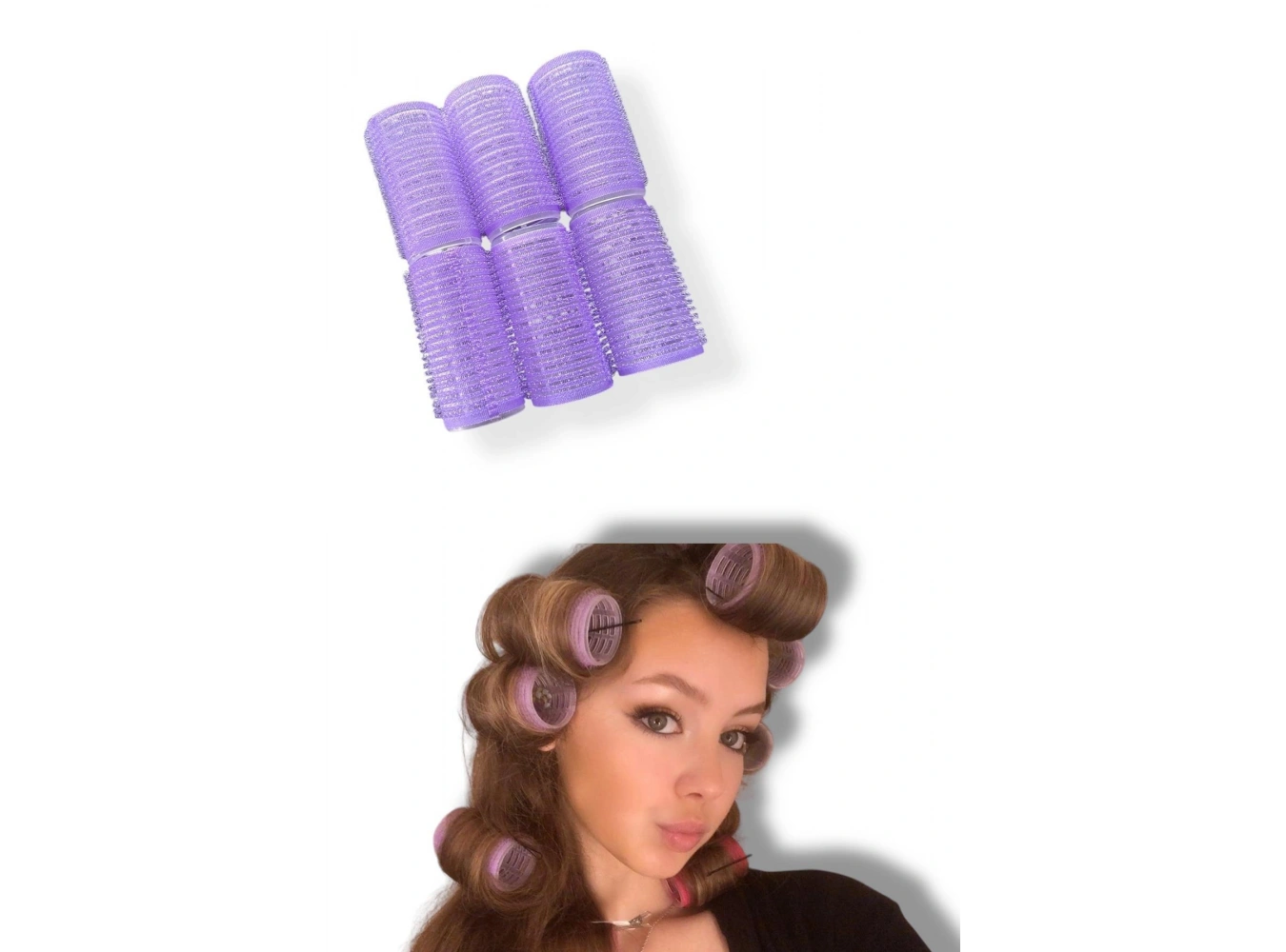 Mor Renk 6 Adet Bigudi Cırtlı/ Yapışkanlı Saç Bigudisi /Orta Boy