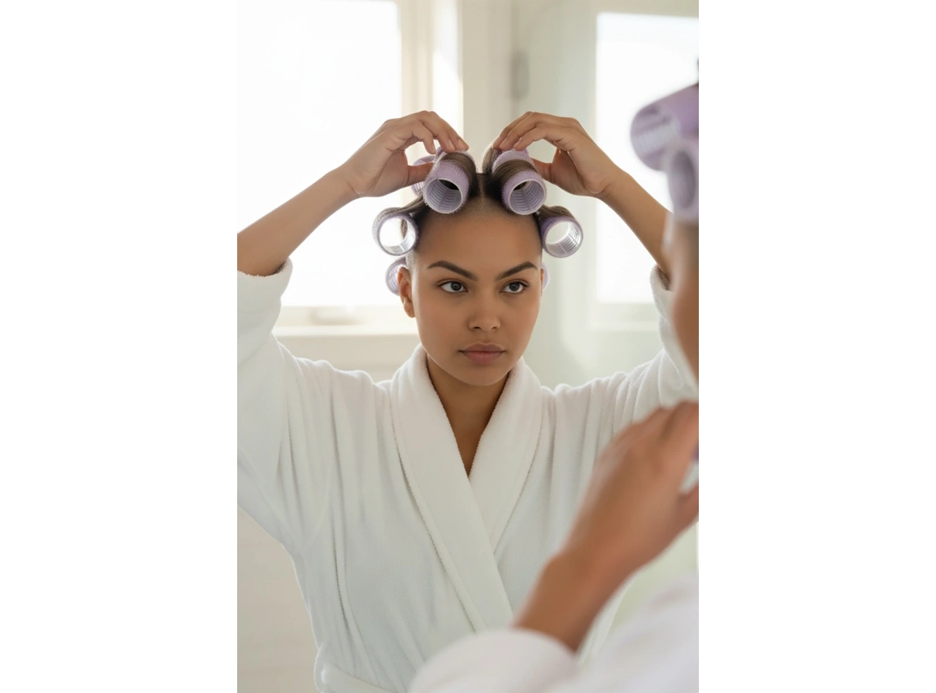 Mor Renk 6 Adet Bigudi Cırtlı/ Yapışkanlı Saç Bigudisi /Orta Boy