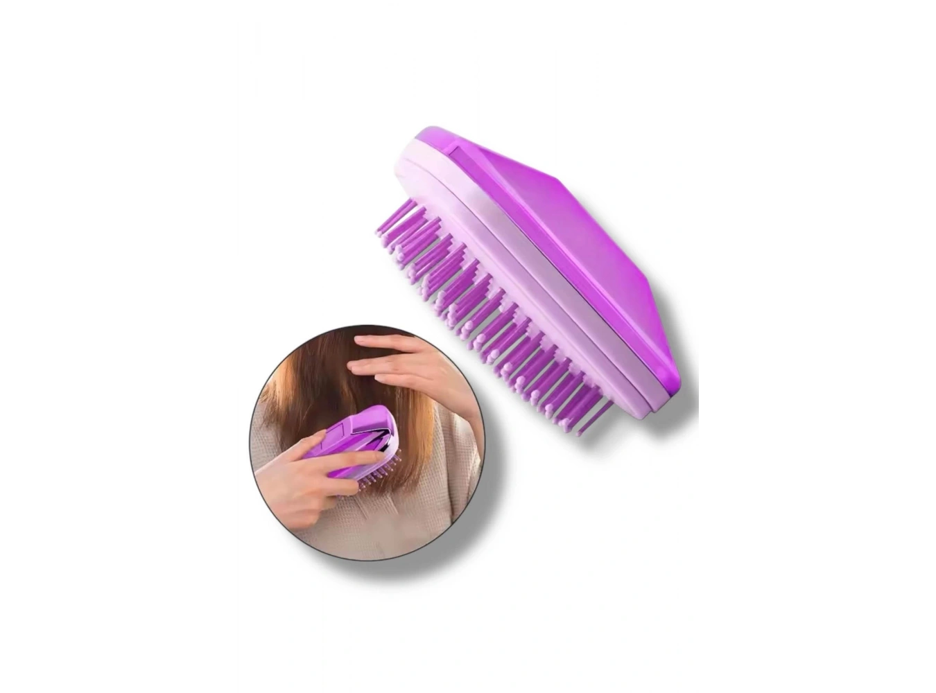 Mor Renk Ayna Detaylı Kendini Temizleyen Kutulu Saç Fırçası
