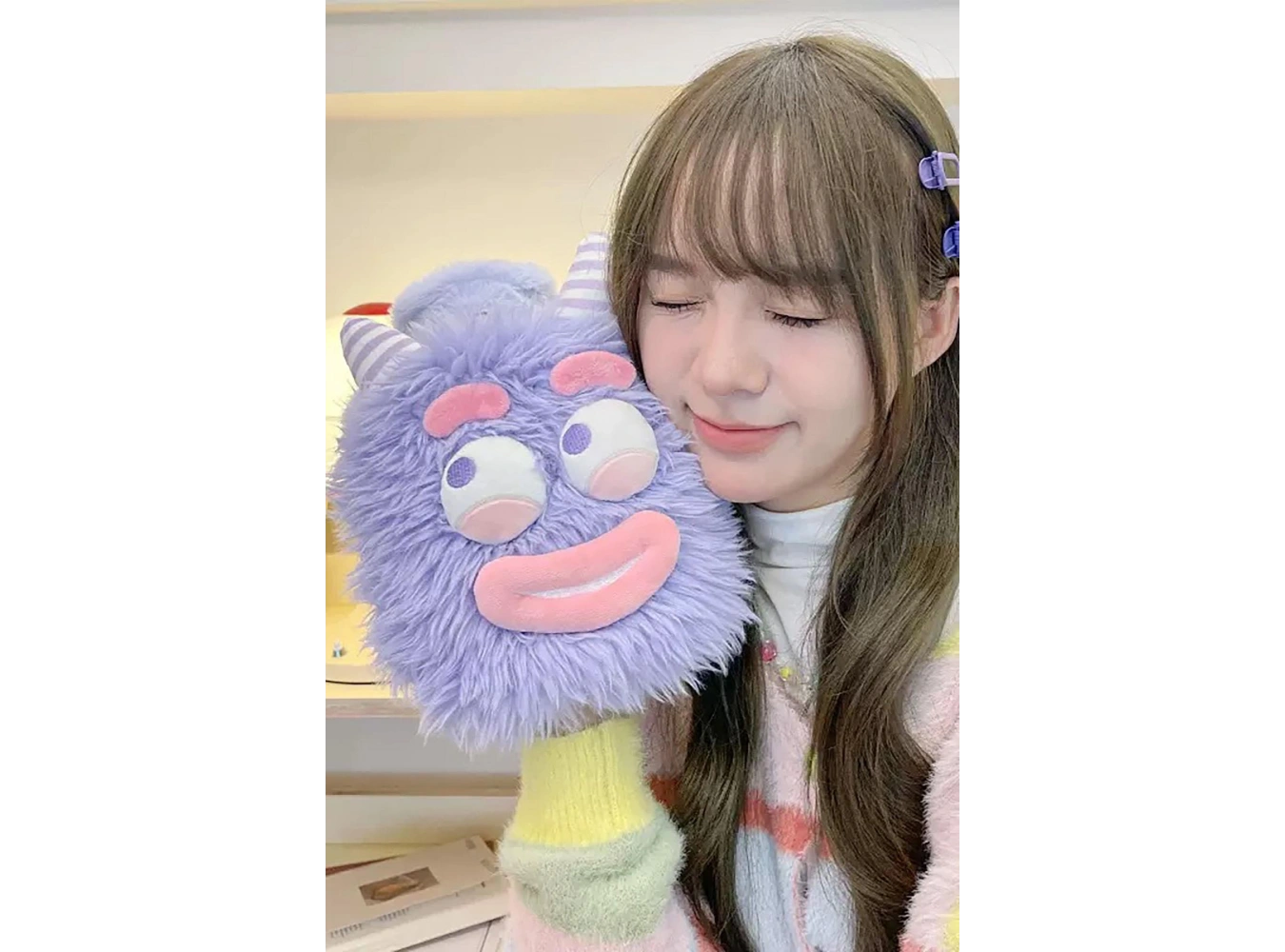 Mor Renk Canavar Figürlü Peluş Sıcak Su Torbası