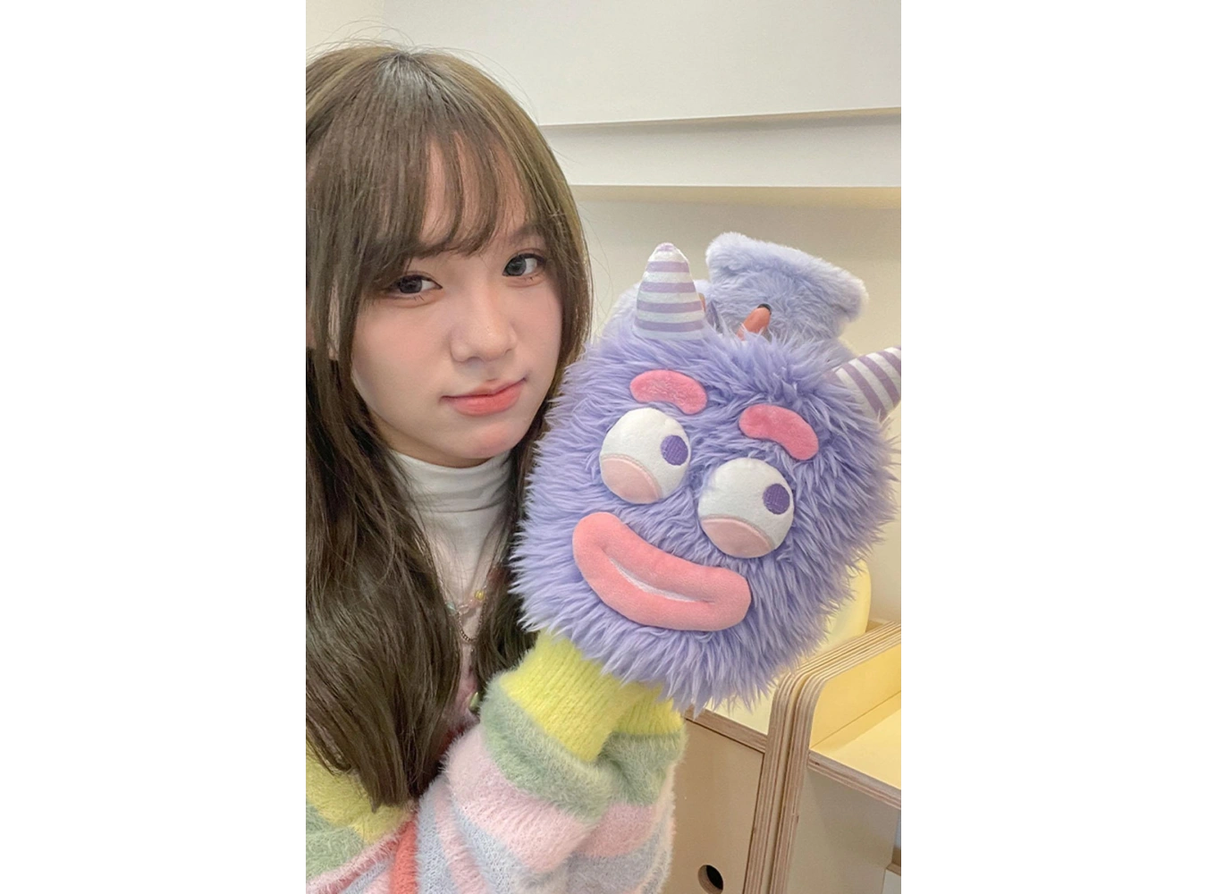 Mor Renk Canavar Figürlü Peluş Sıcak Su Torbası