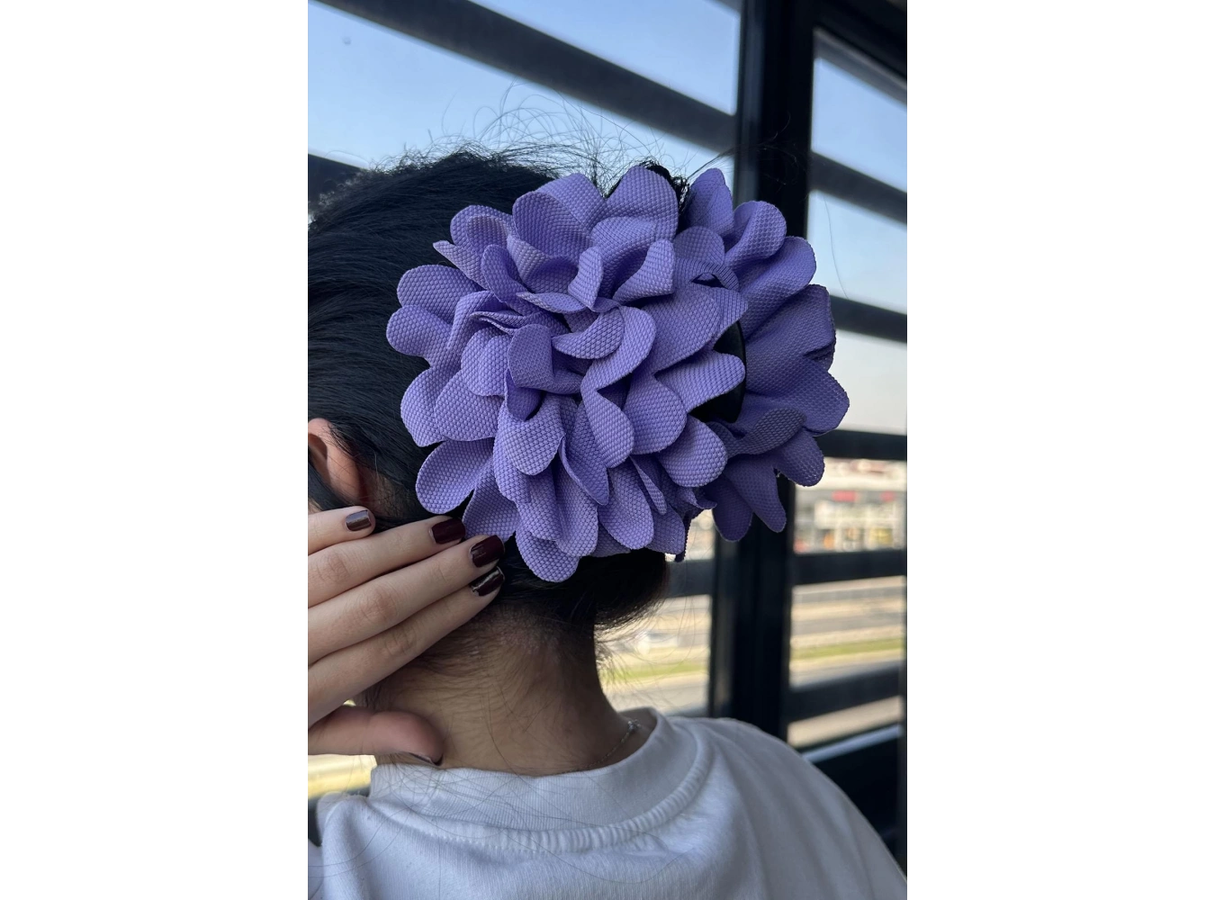 Mor Renk Çiçek Figürlü Mandal Toka