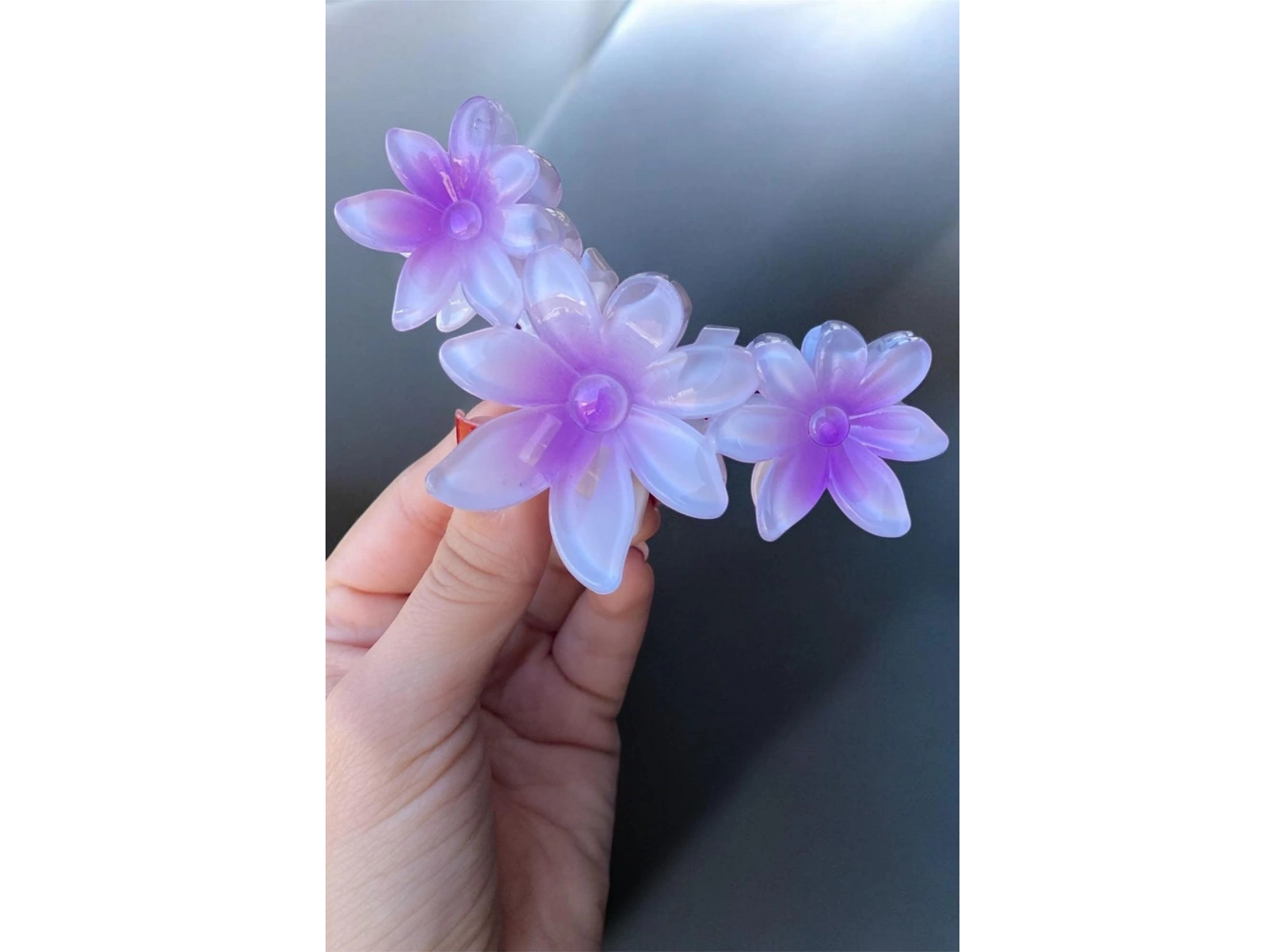 Mor Renk Çiçek Figürlü Mandal Toka