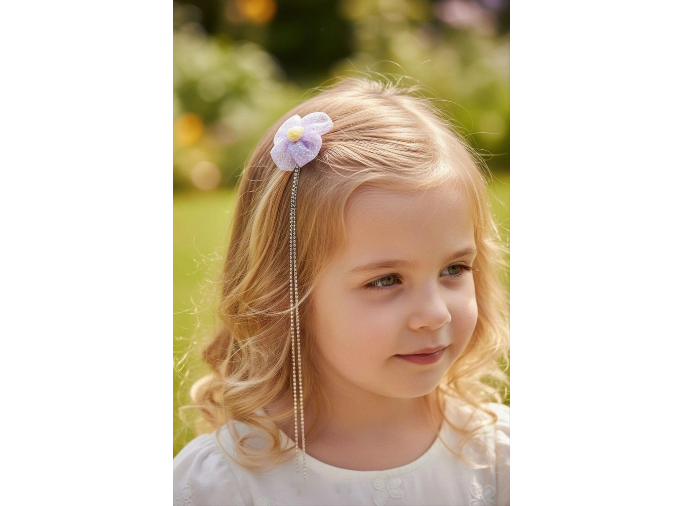 Mor Renk Çiçek Figürlü Taş Detaylı Çocuk Yan Toka