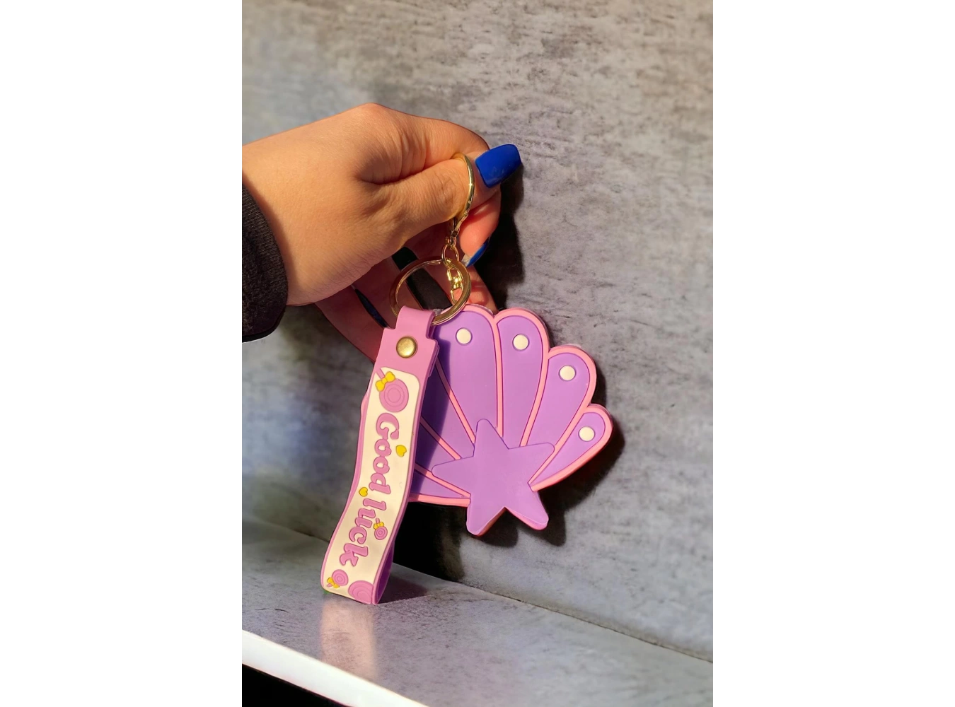 Mor Renk Deniz Kabuğu Figürlü Cüzdan/ Anahtarlık