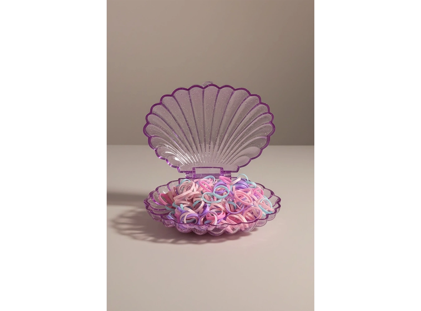 Mor Renk Deniz Kabuğu Figürlü Karışık Renk Perma Lastik Toka