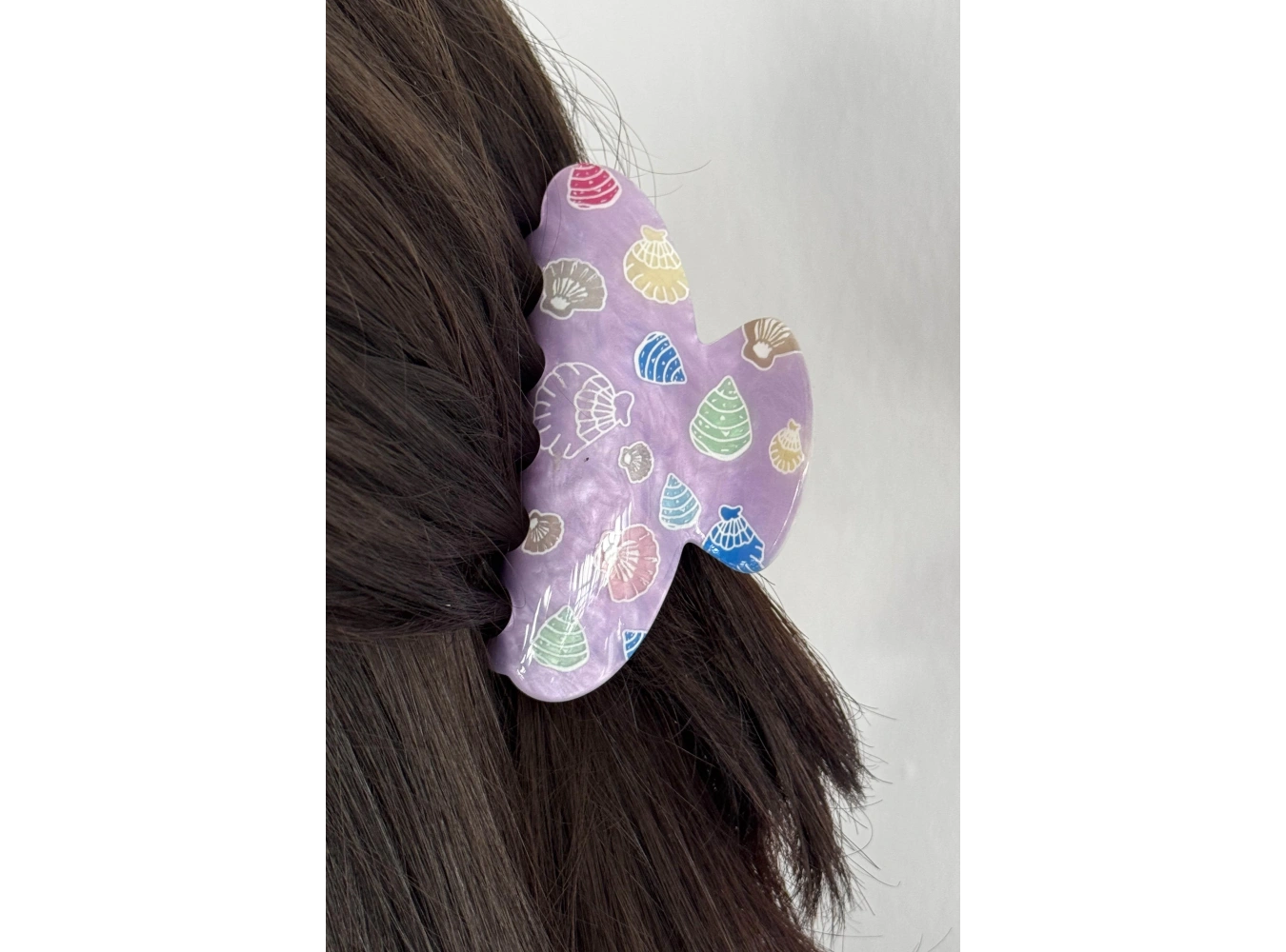 Mor Renk Deniz Kabuğu Figürlü Mandal Toka