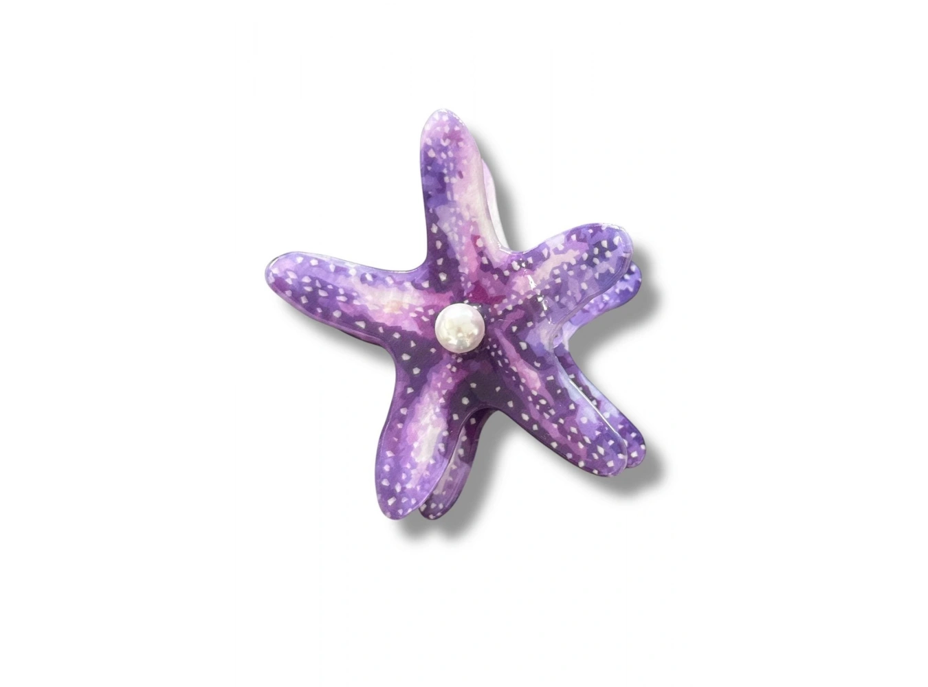 Mor Renk Deniz Yıldızı Figürlü Kemik Mandal Toka