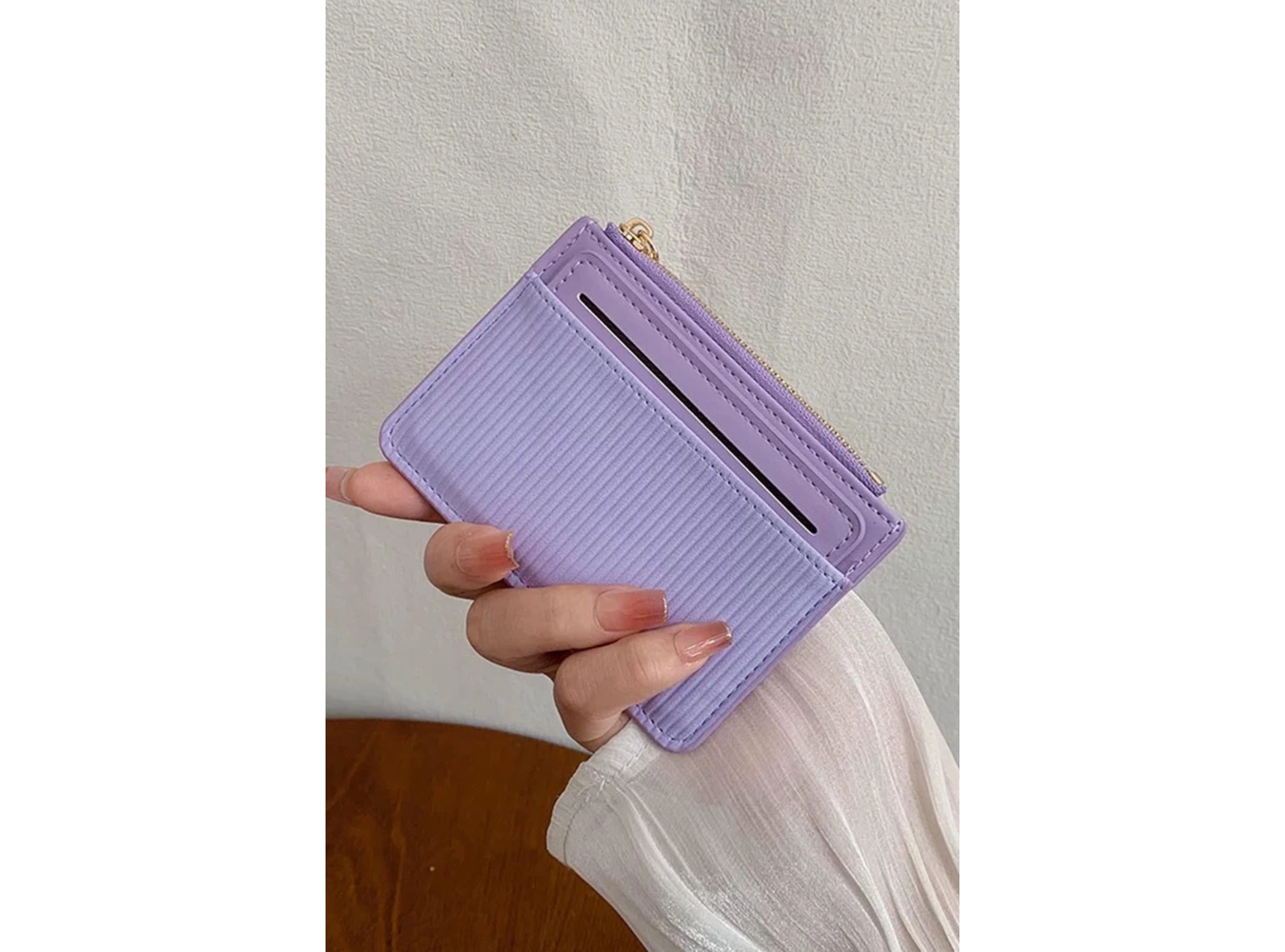Mor Renk Deri Kadın Cüzdan/Kartlık