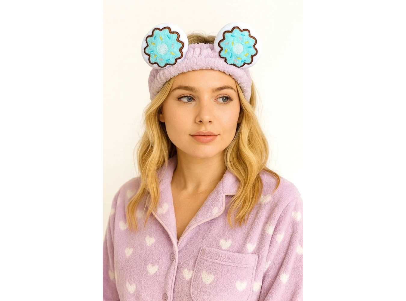 Mor Renk Donut Figürlü Peluş Saç Bandı