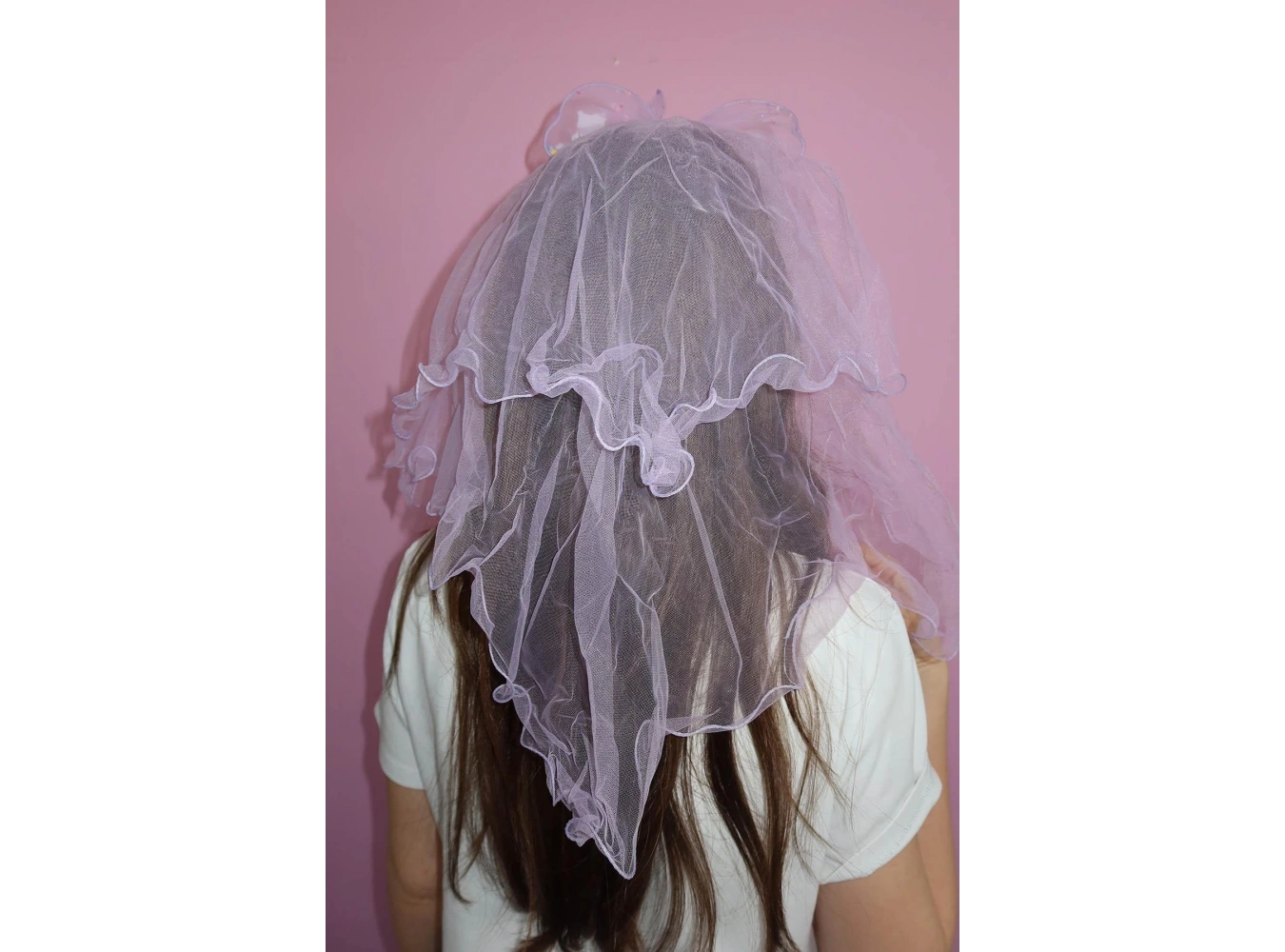 Mor Renk Hello Baby Yazılı Tül Detaylı Taç