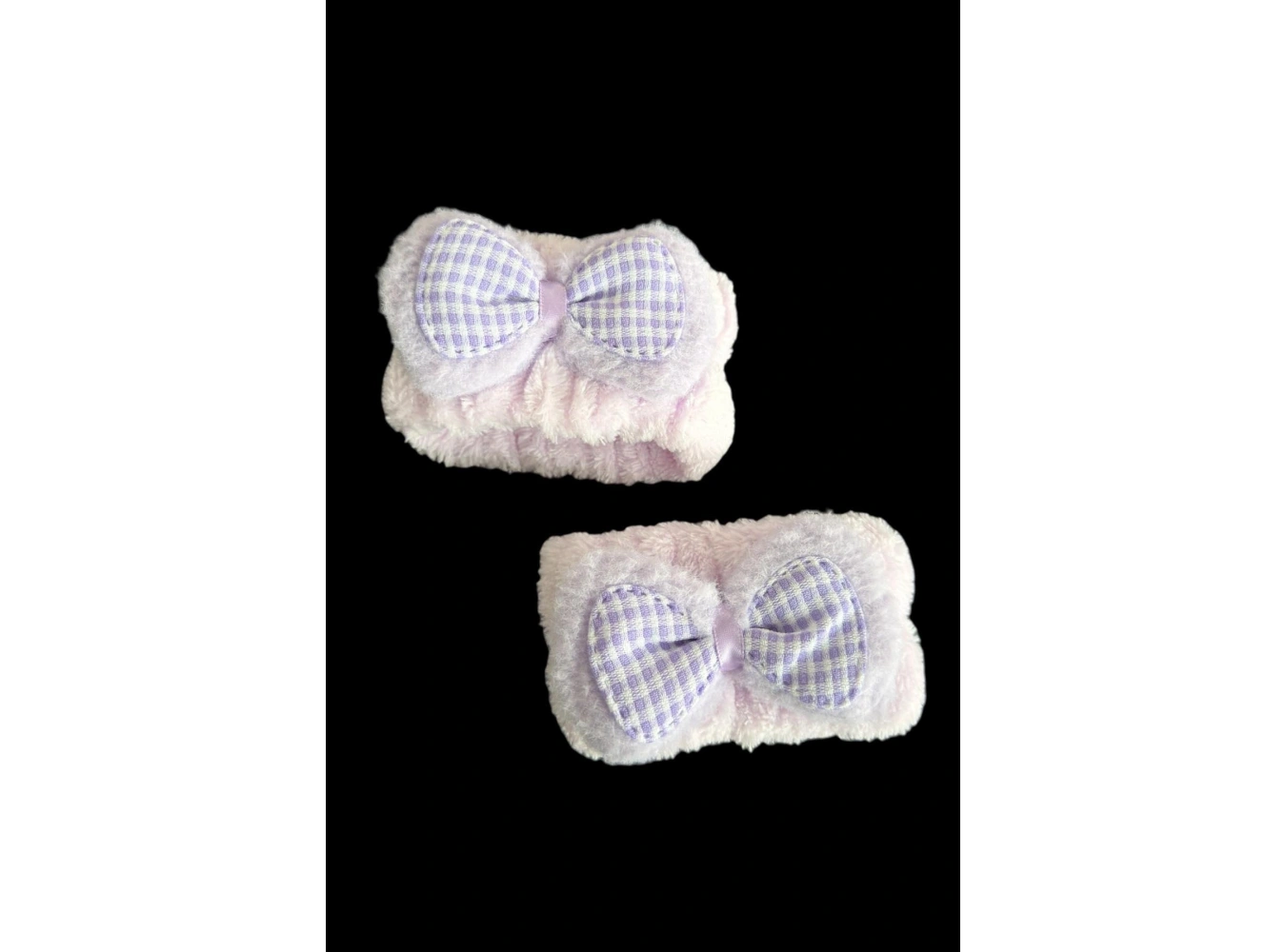 Mor Renk İkili Kurdele Figürlü Peluş Su Tutucu Havlu Bileklik