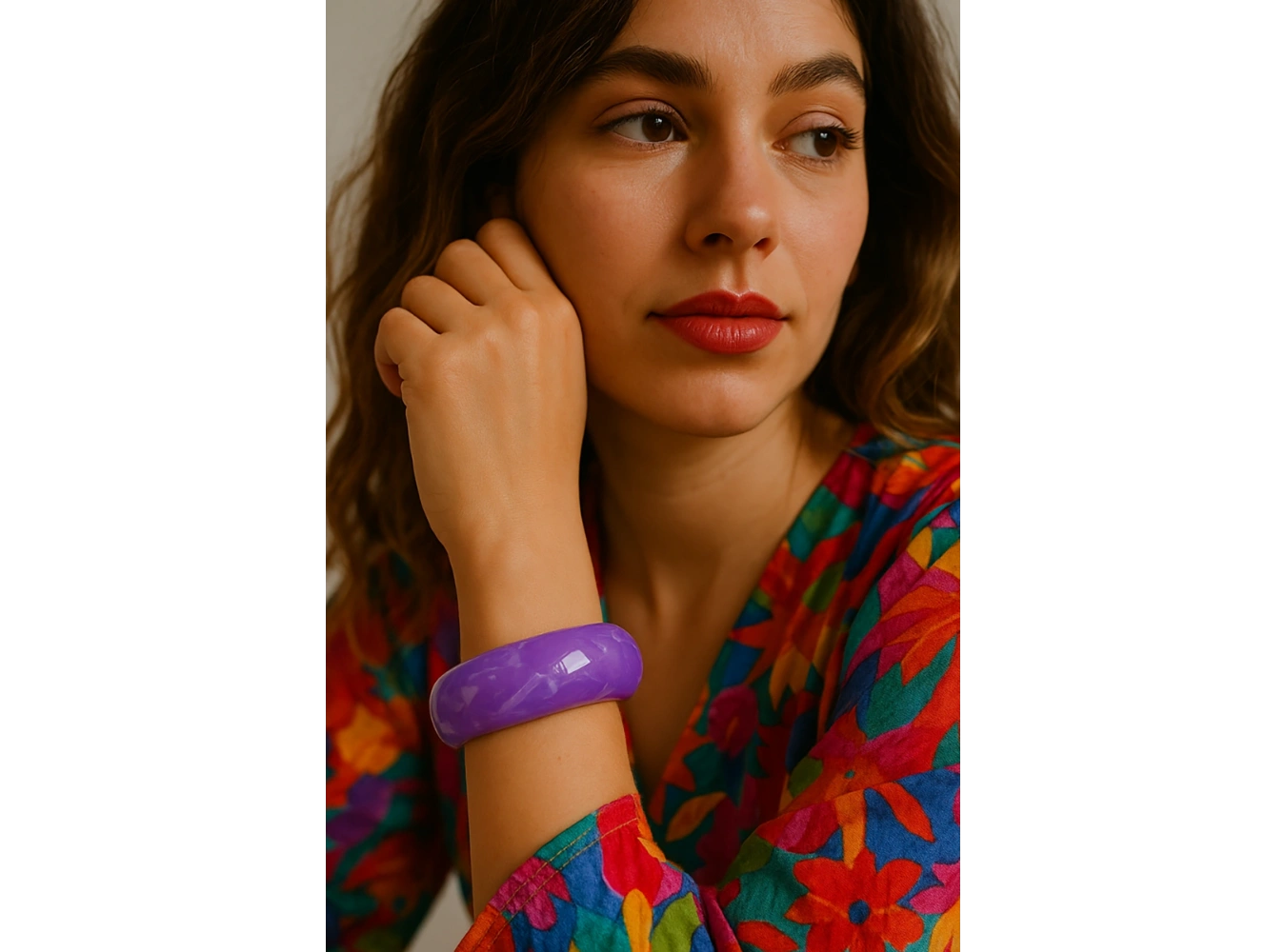 Mor Renk Kalın Kemik Mika Bileklik