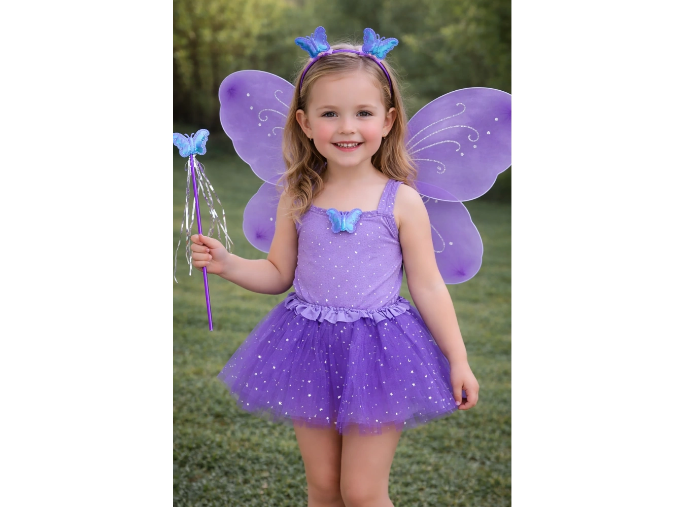 Mor Renk Kanat /Asa /Taç /Etek Set