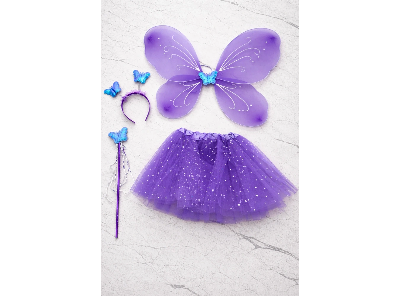 Mor Renk Kanat /Asa /Taç /Etek Set