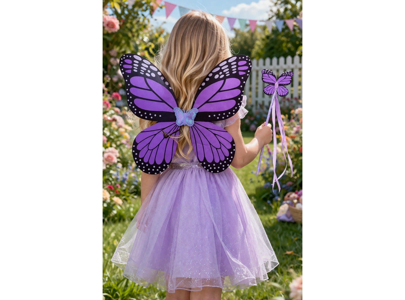 Mor Renk Kelebek Figürlü Kanat / Asa Set