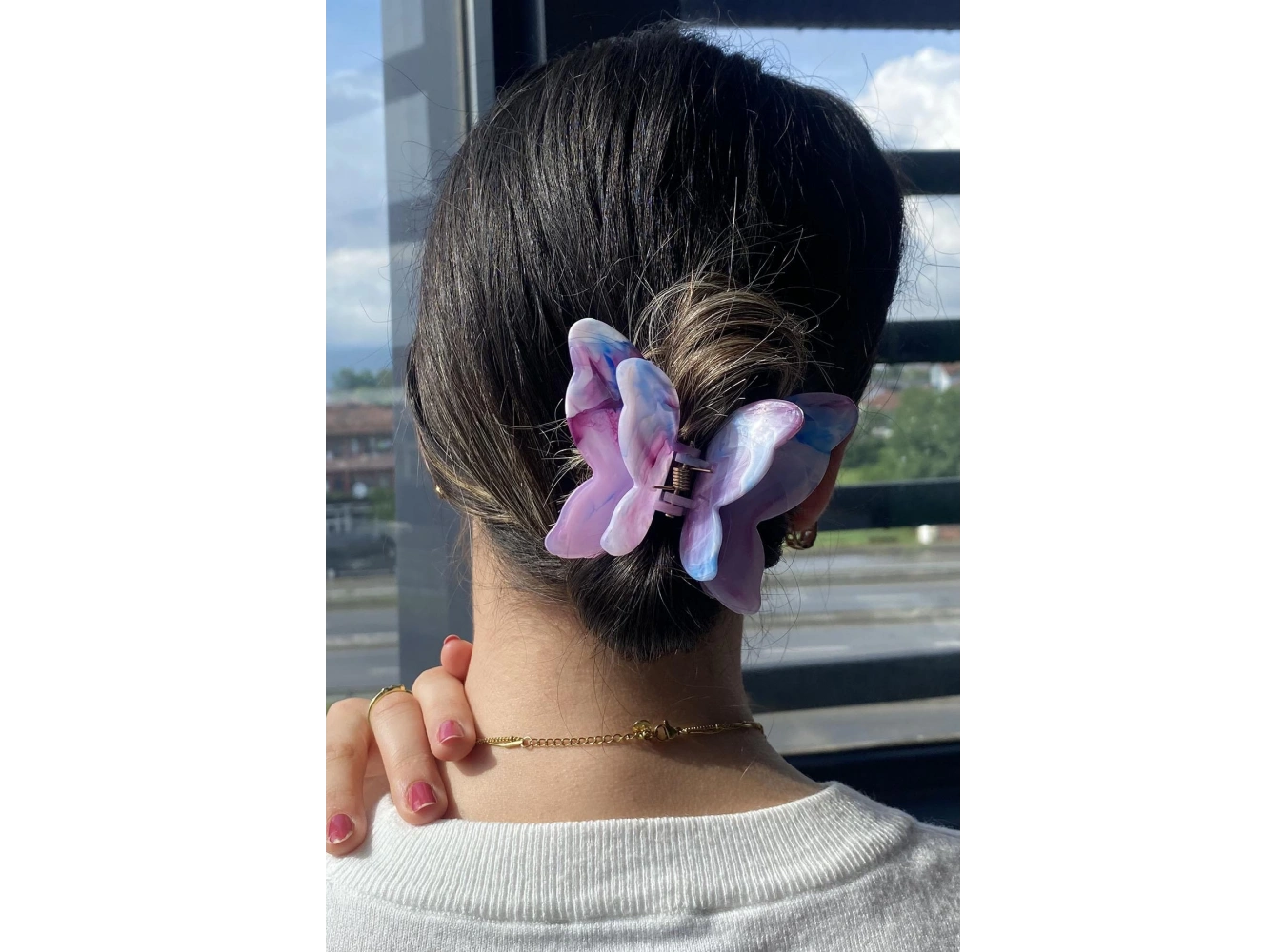 Mor Renk Kelebek Figürlü Mandal Toka