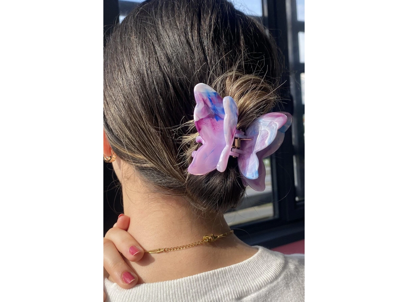 Mor Renk Kelebek Figürlü Mandal Toka