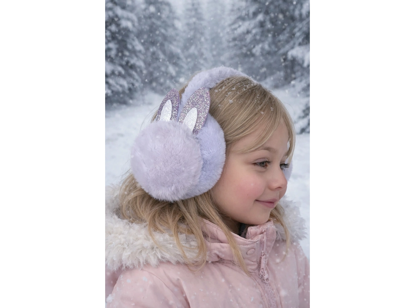 Mor Renk Kulak Figürlü Peluş Kulaklık