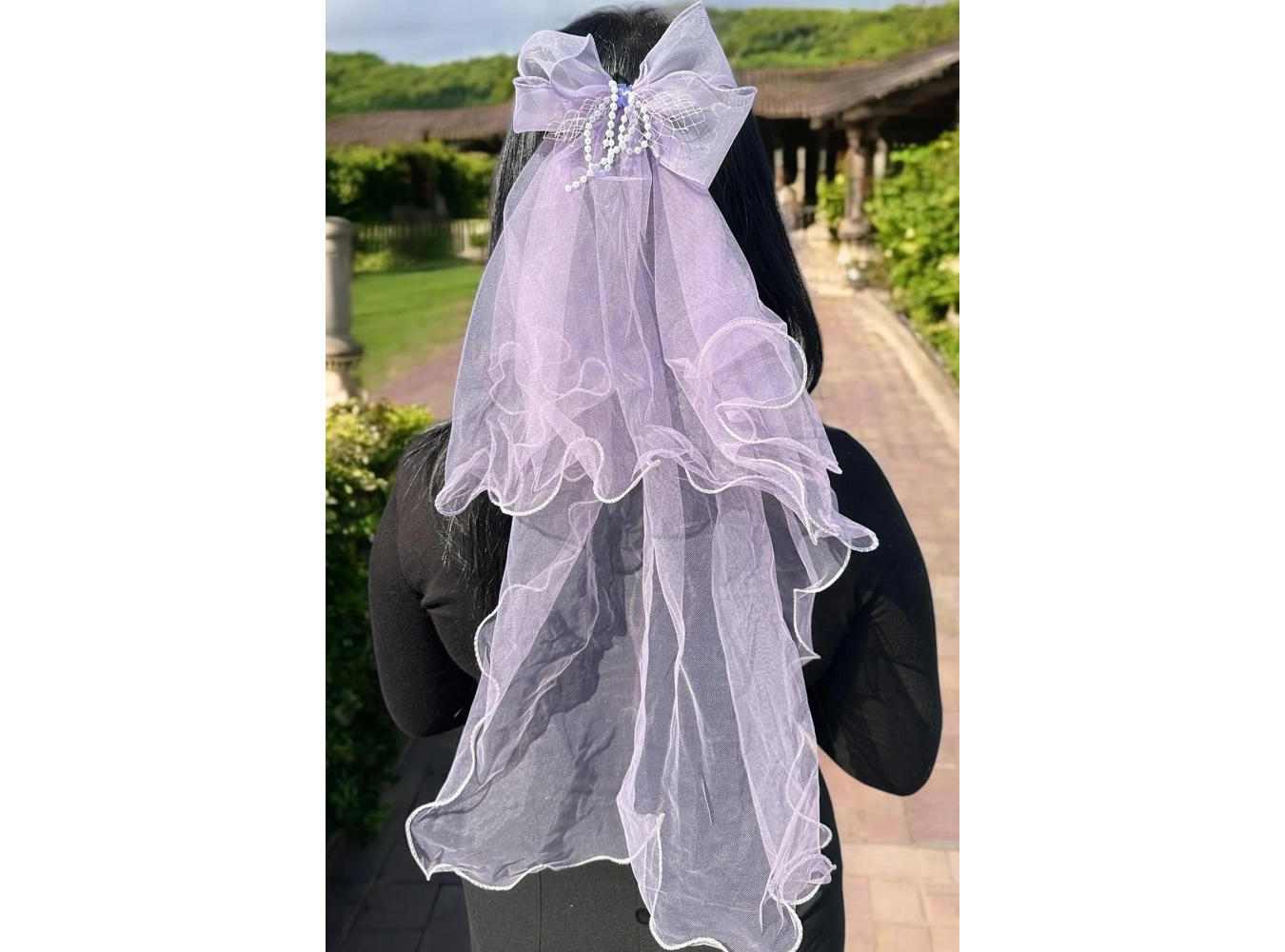 Mor Renk Kurdele Figürlü Duvak Detaylı Pens Toka